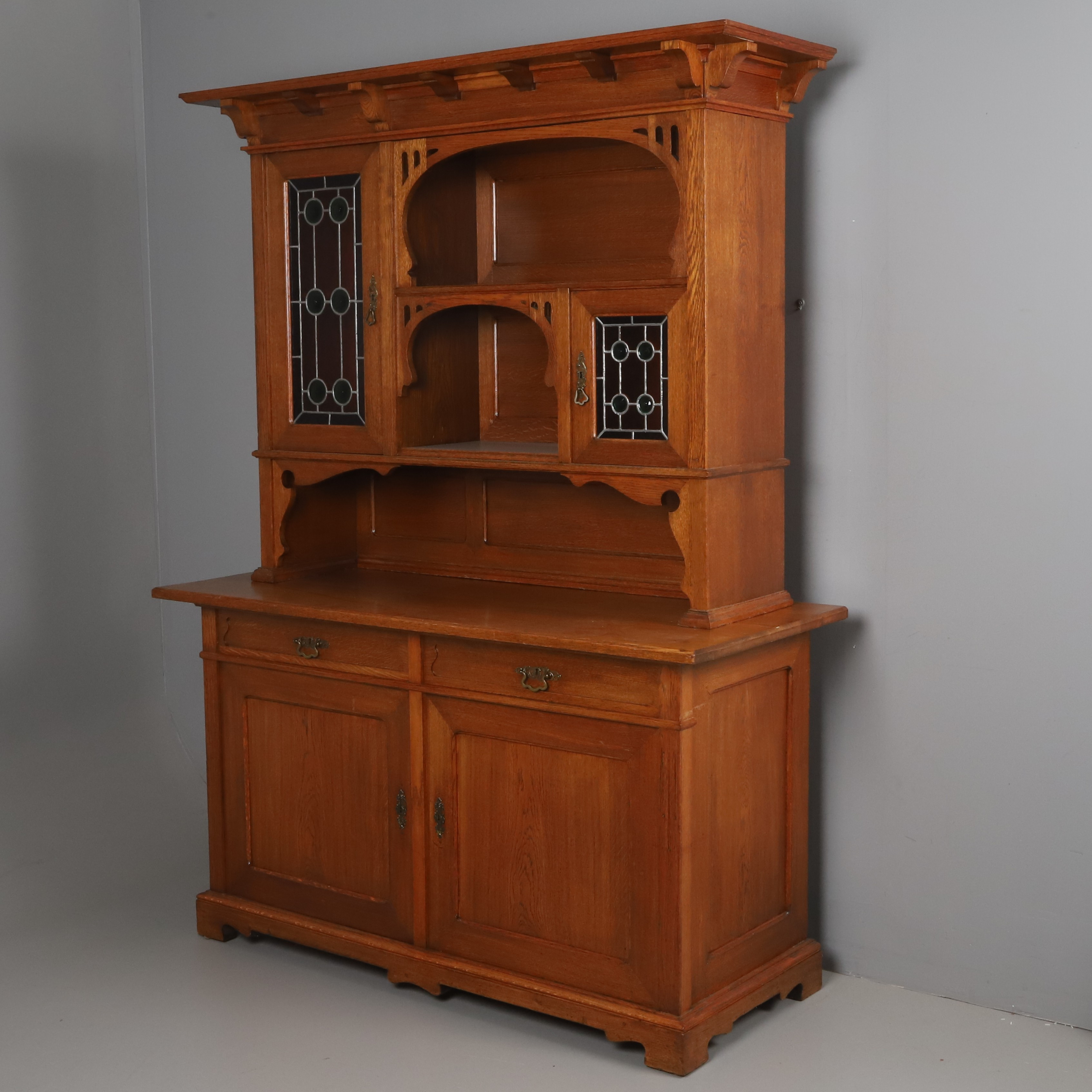 VITRINSKÅP, jugend, blyinfattat glas, 18/1900-tal.