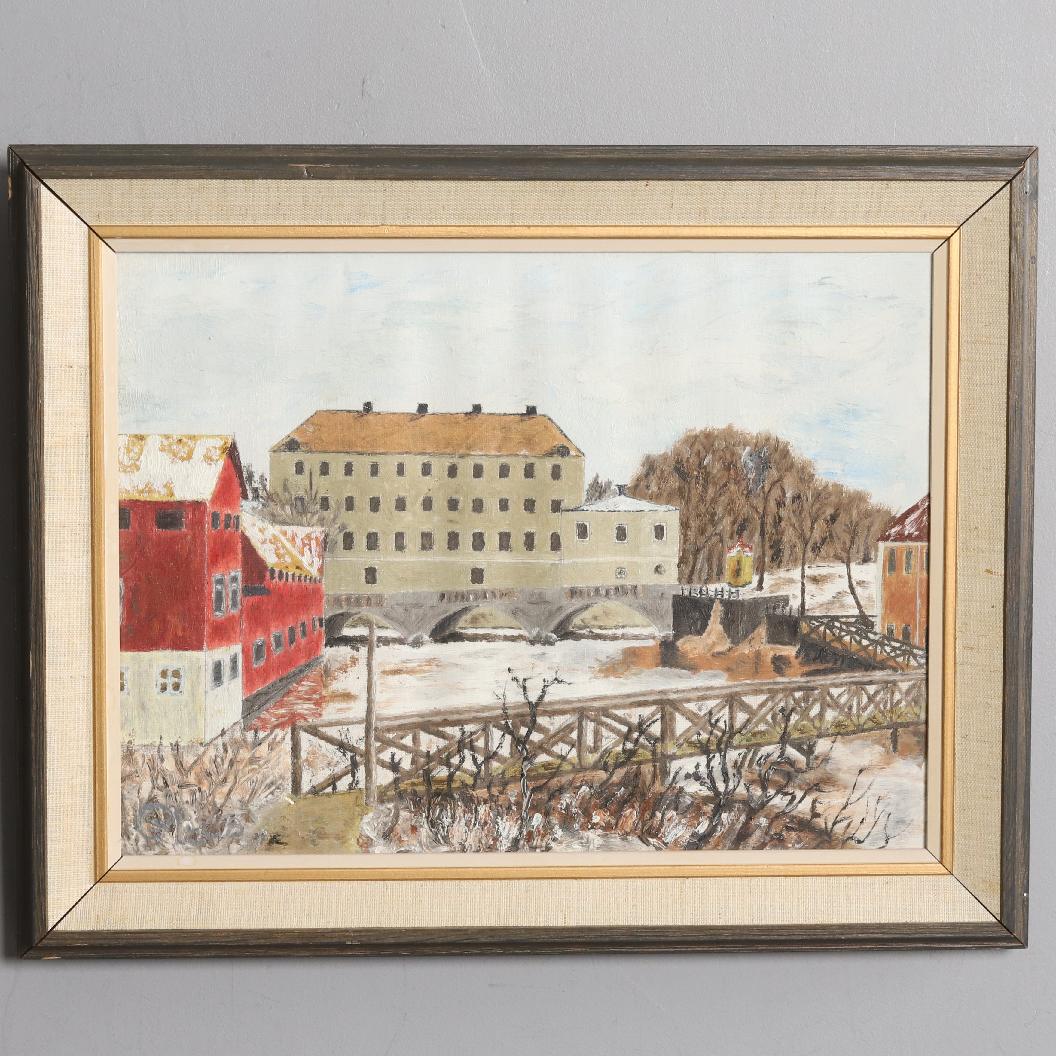 MÄRTHA GRILL. OLJA PÅ DUK, "Vy över gamla Örebro", signerad, 1835.