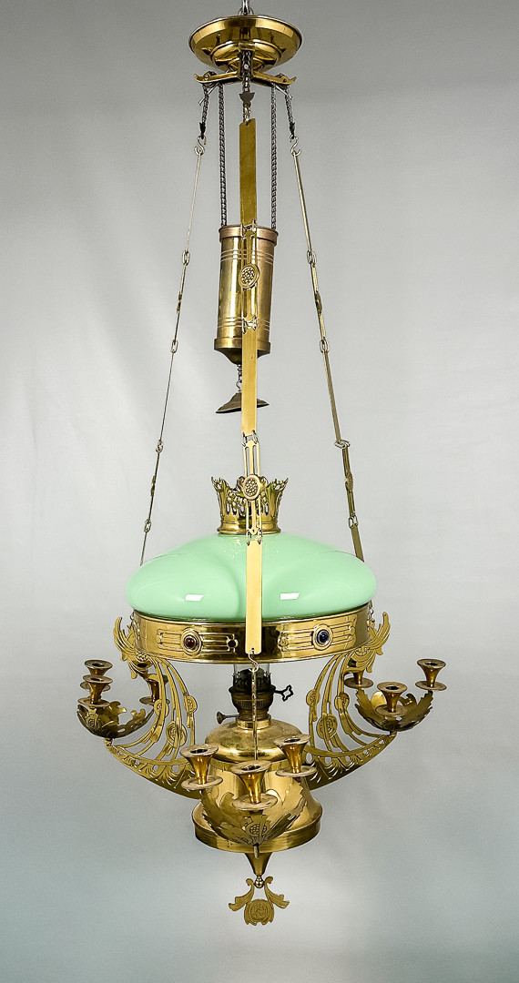 Större Takfotogenlampa. Arts & Crafts, Jugend tidigt 1900-tal.