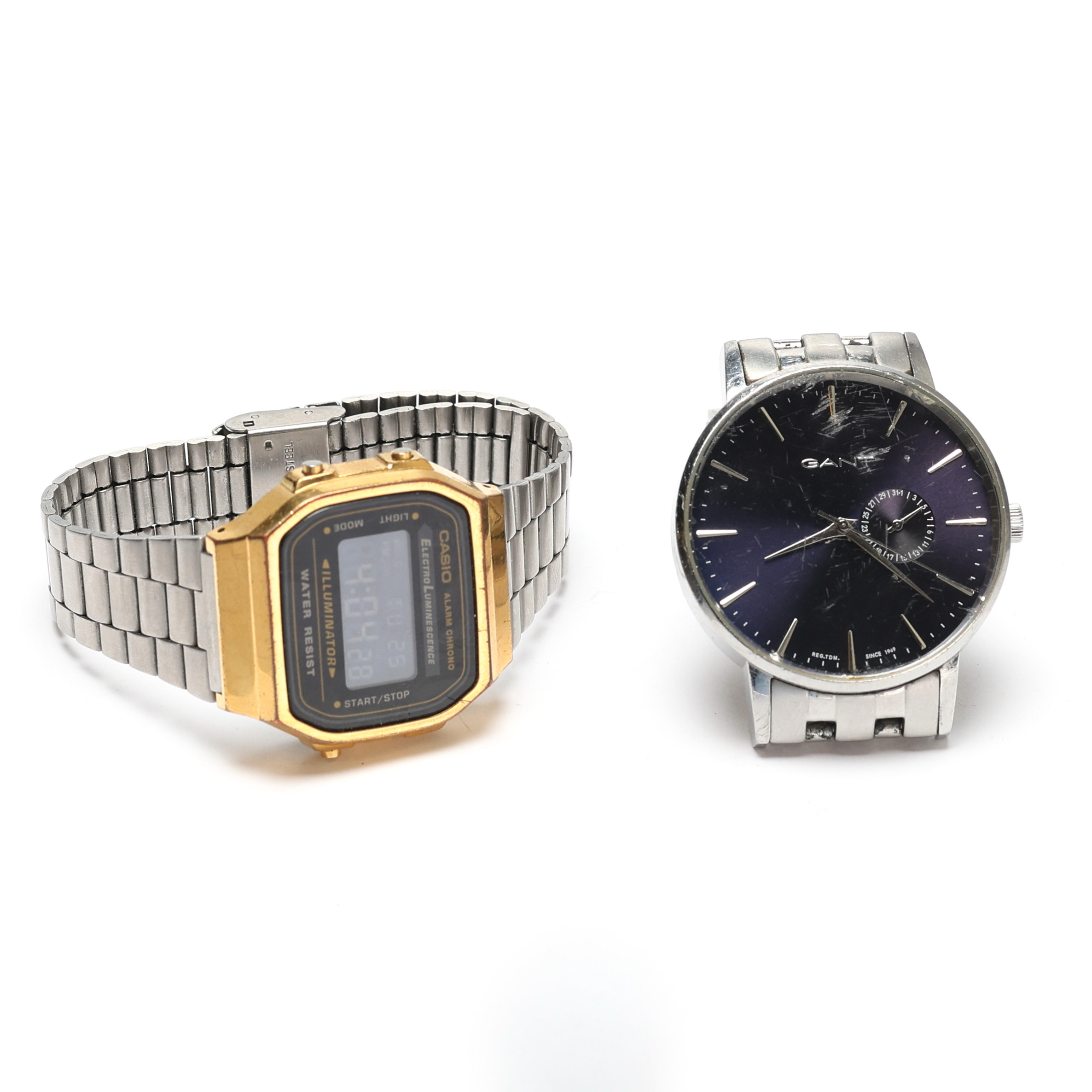 ARMBANDSUR. 2 st, Casio digitalklocka, Gant quartzur.