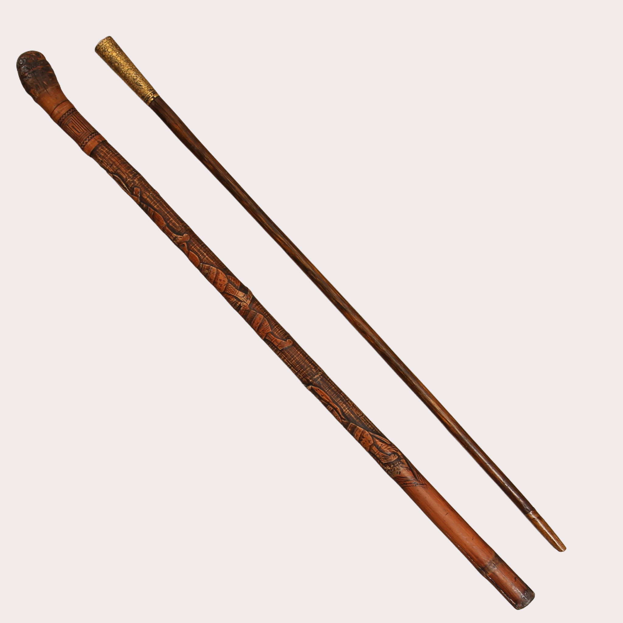 KÄPPAR, Knopp med förgyllda inläggningar, skuret trä, metallbeslag, Japan.