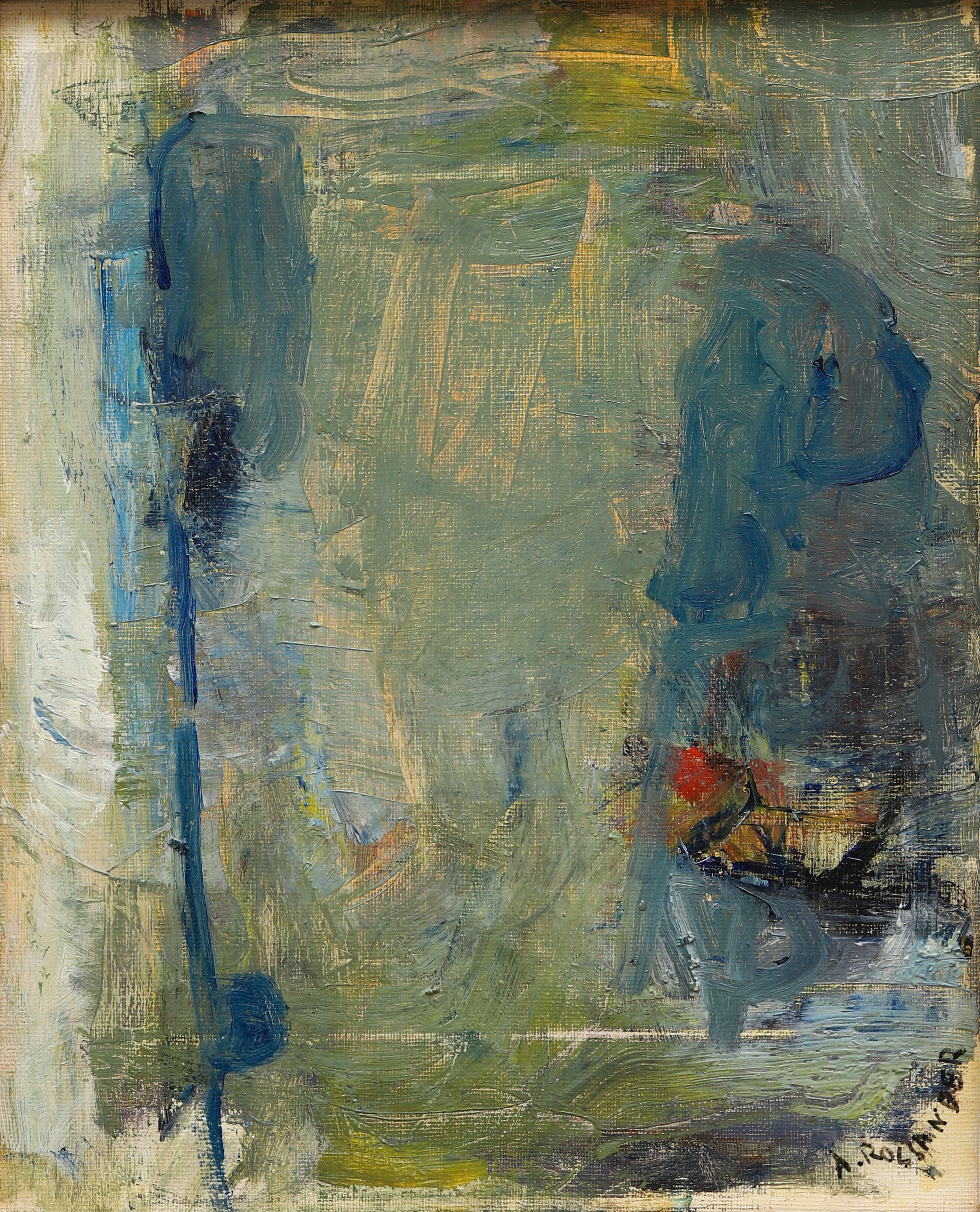 ARMAND ROSSANDER. Komposition, olja på duk, signerad.