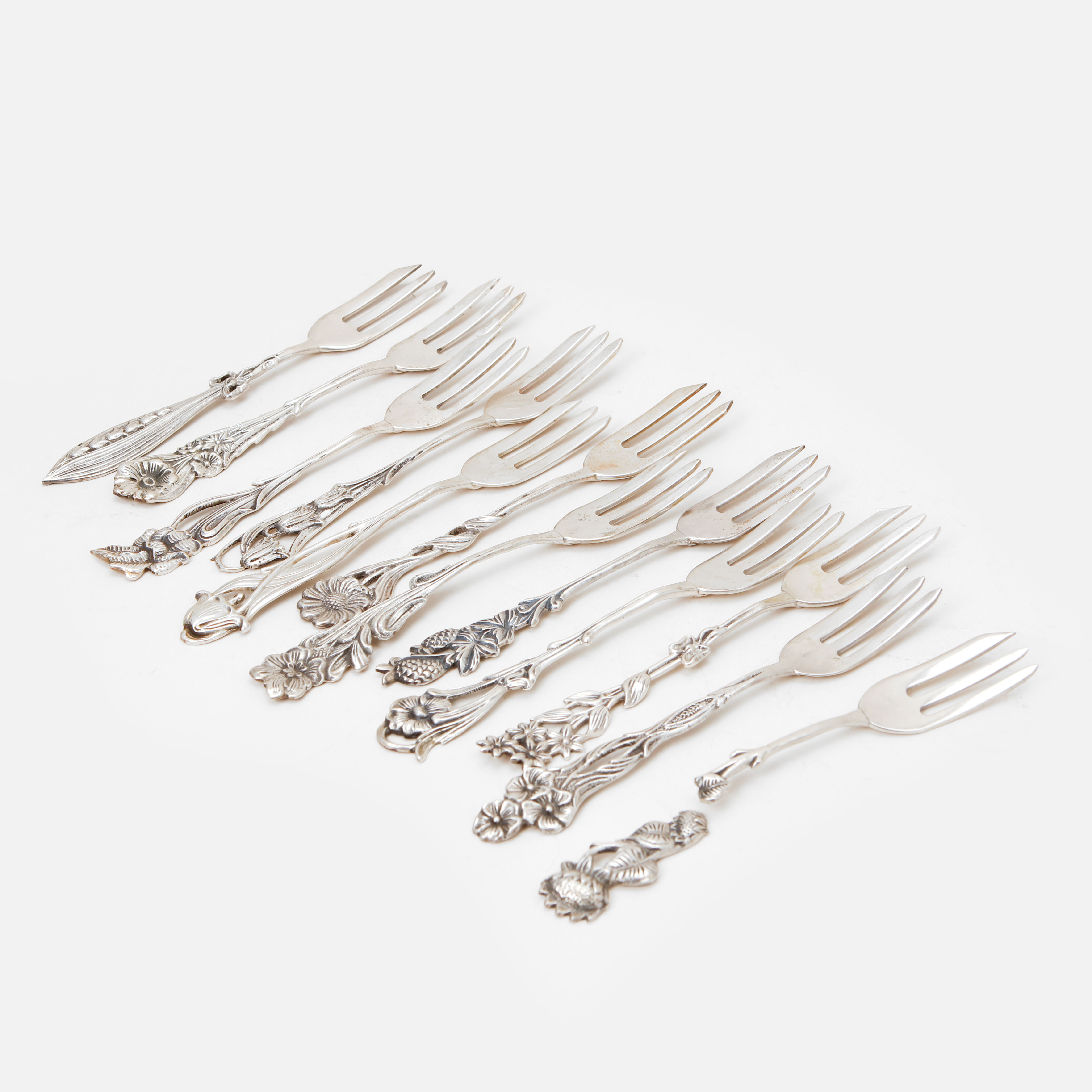 TÅRTGAFFLAR, 12 st, silver, gewe, vikt ca 220 gram.