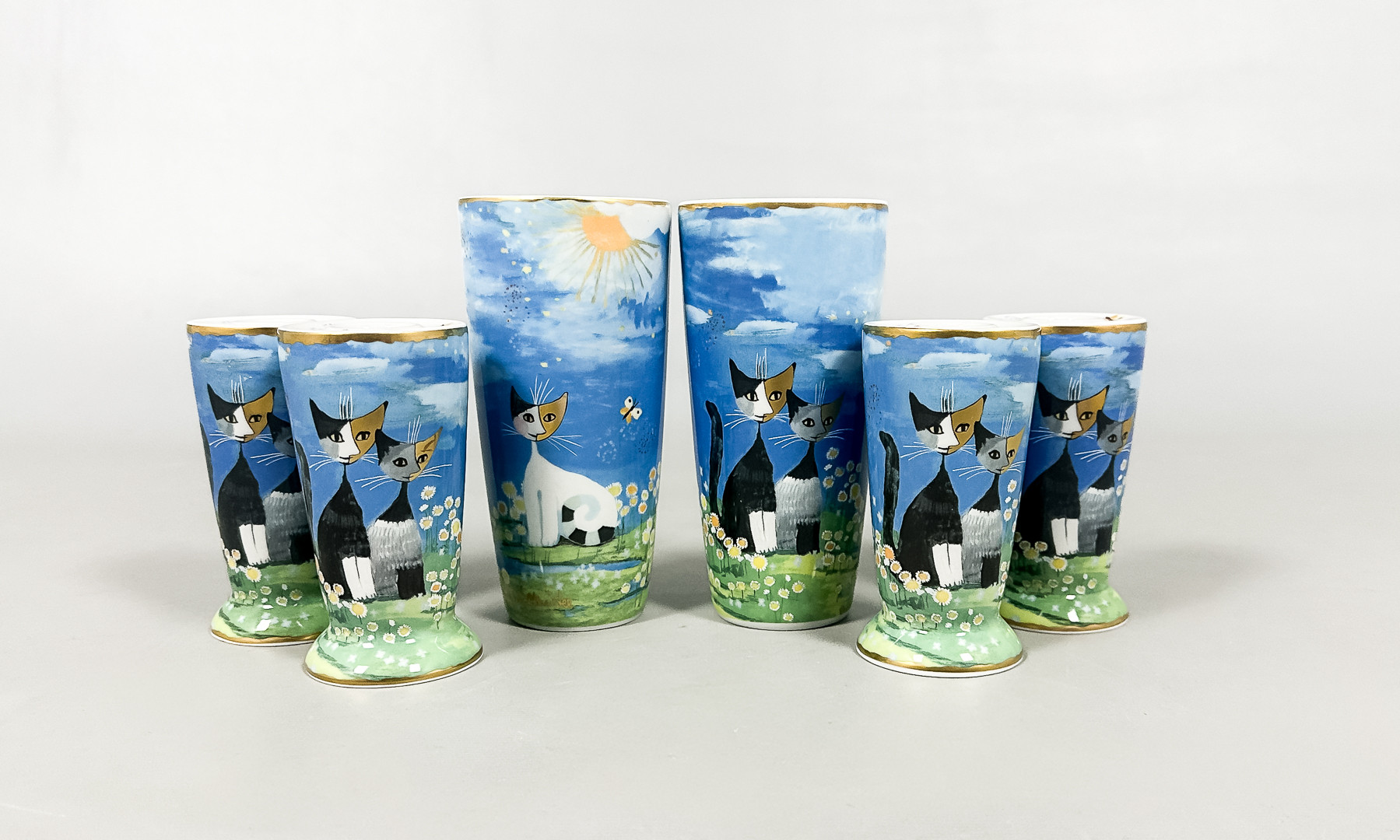 ROSINA WACHTMEISTER. VASER & LJUSSTAKAR, 6 delar, Goebel.