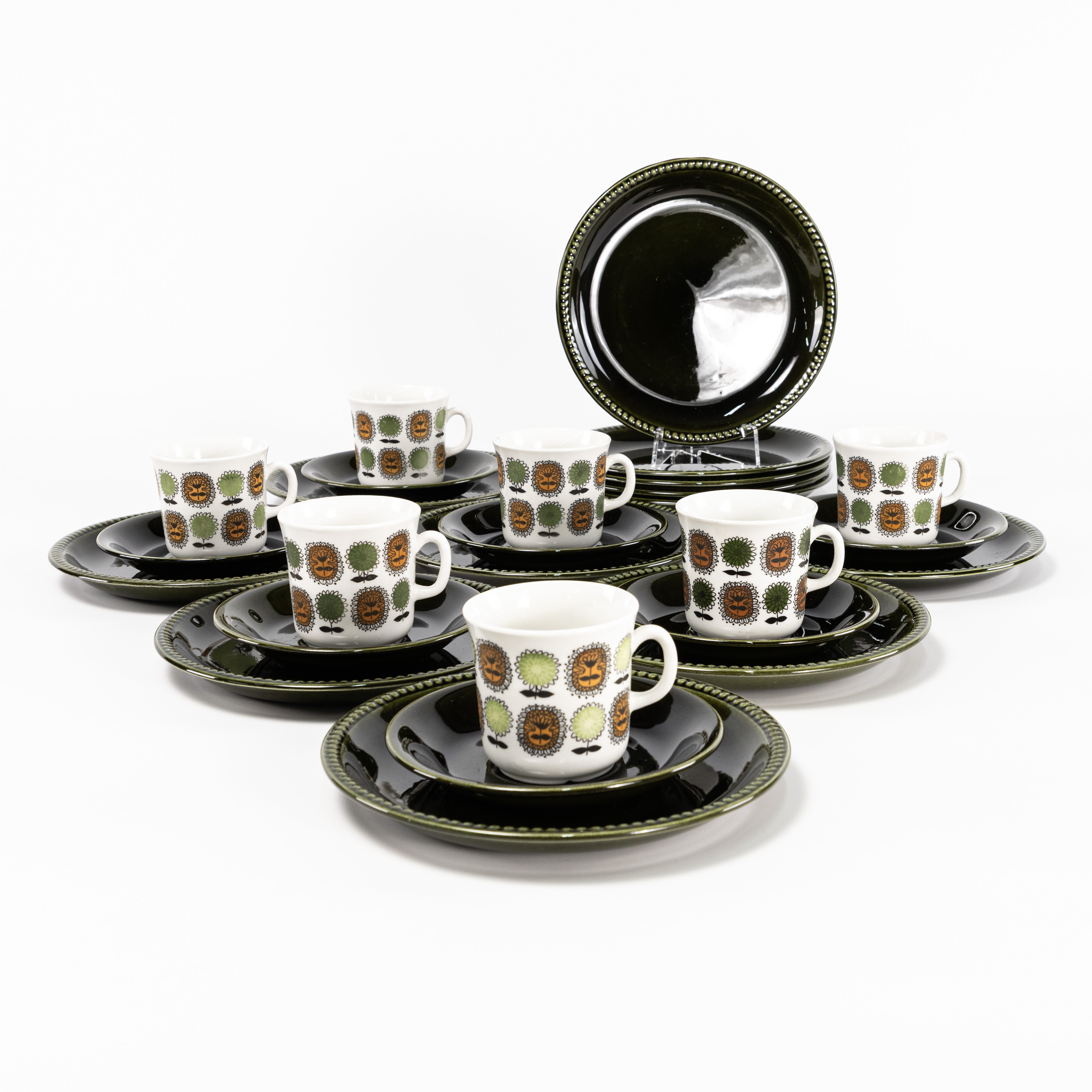 BERIT TERNELL. Kaffeservis, 26 delar, Inka/Smaragd, Upsala-Ekeby.