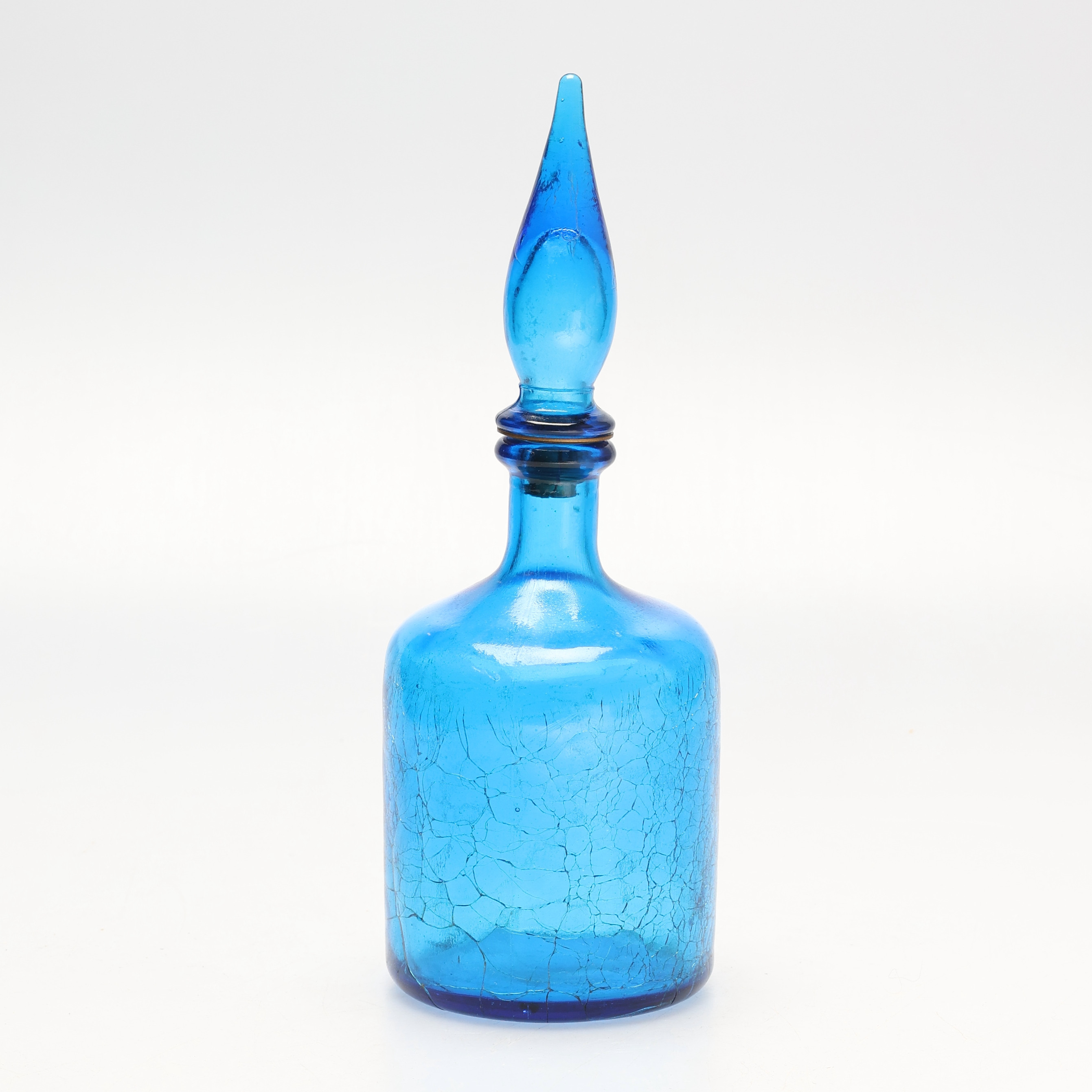 VINKARAFF. Glas, Empoli Italy Blue Crackle Glass, 1960-tal.