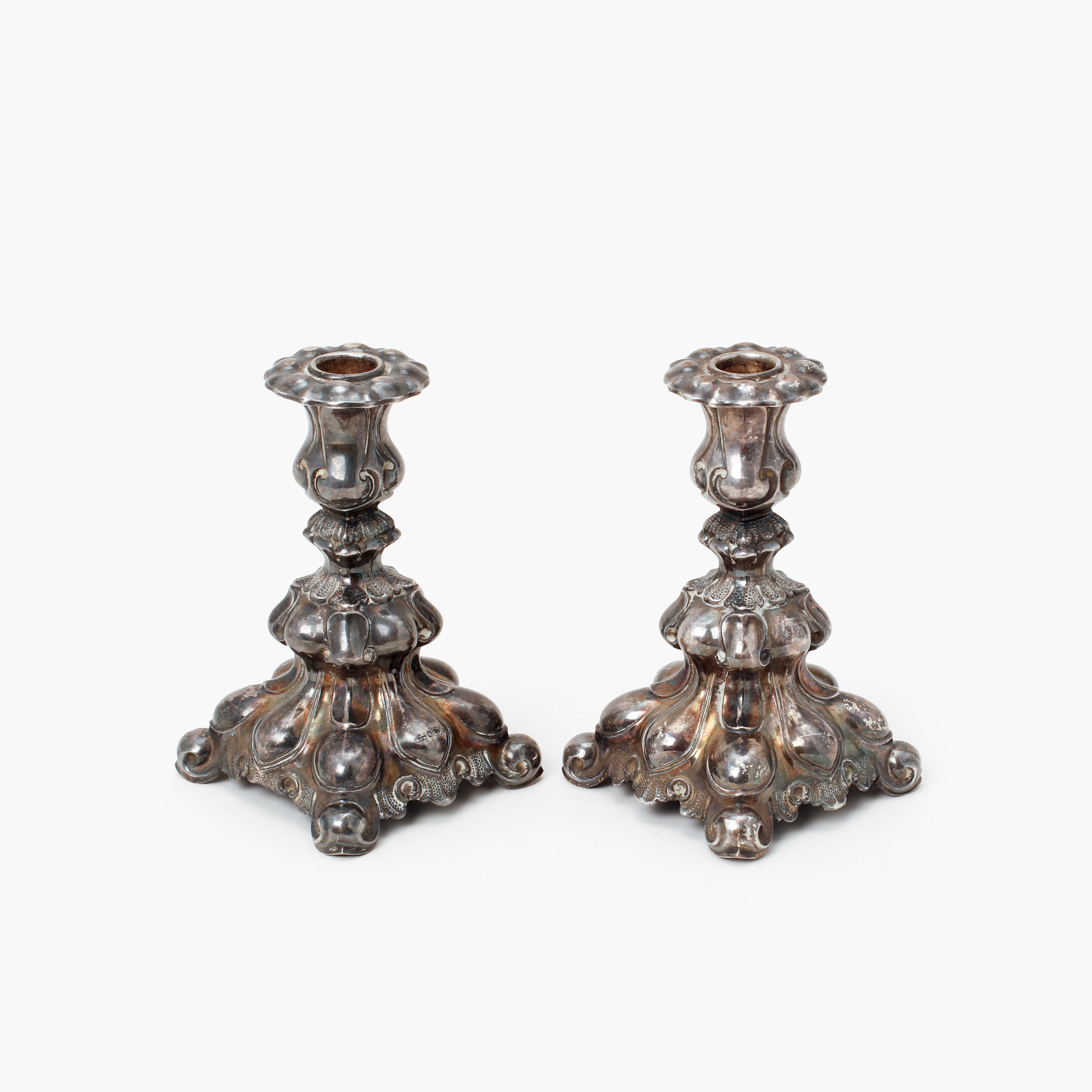 LJUSSTAKAR, ett par, silver, 1958.