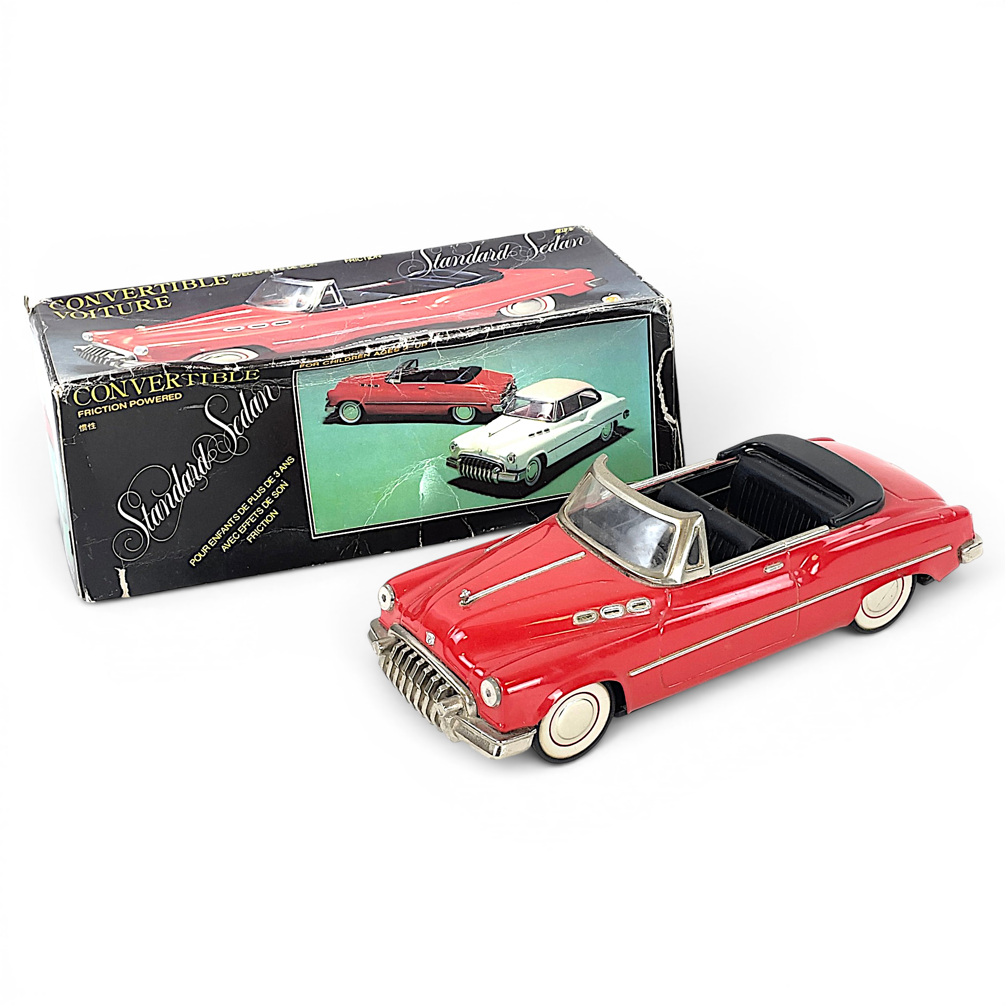 MODELLBIL med originalkartong, plåt, cabriolet, 1900-tal.