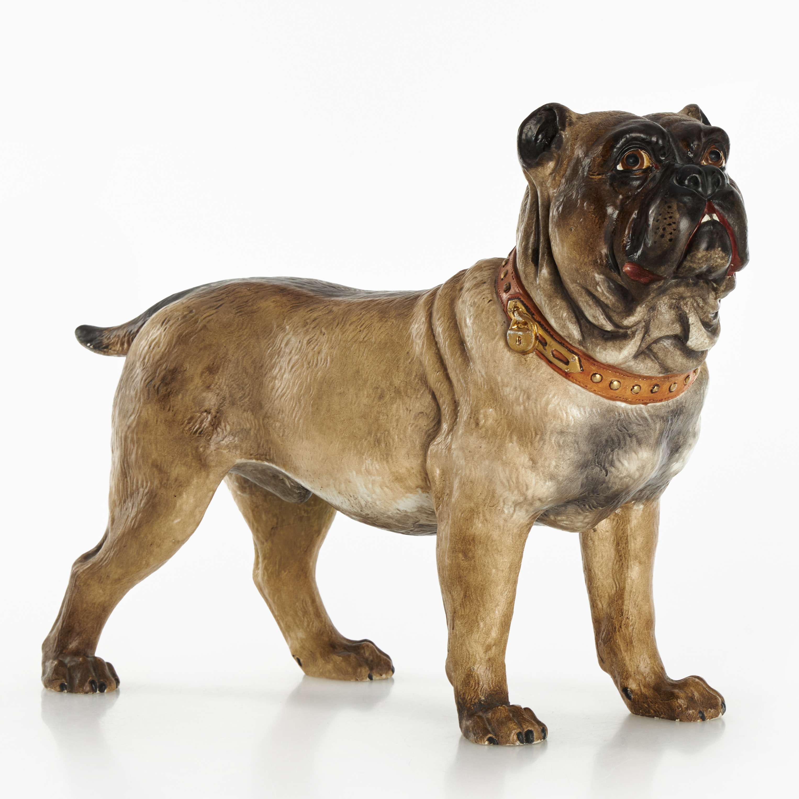 RÖRSTRAND. Figurin, hund, lergods, omkring år 1900, (Höjd ca 34 cm).