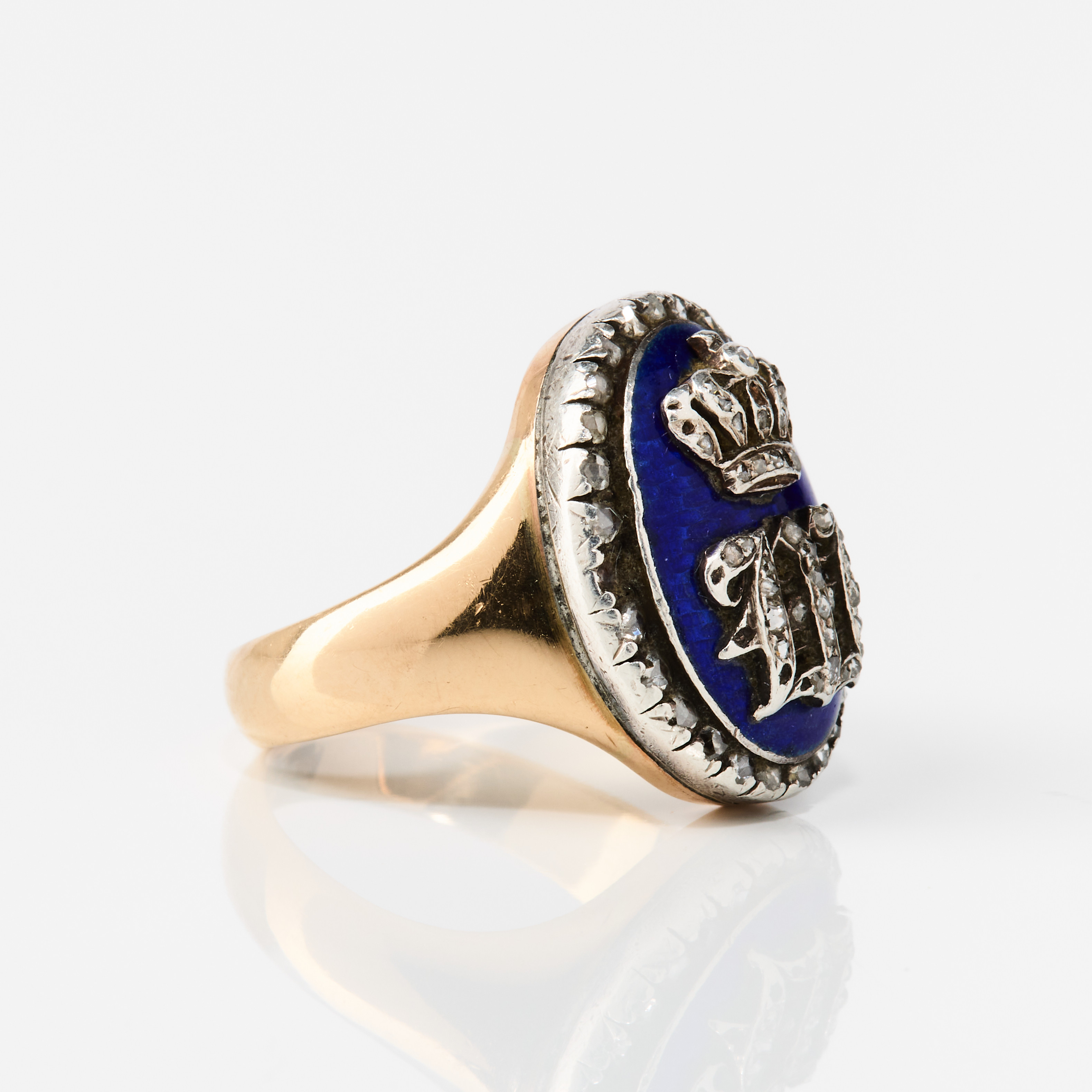 RING, silver/guld, emalj och diamanter, sannolikt Ryssland 1800-talets första kvartal.
