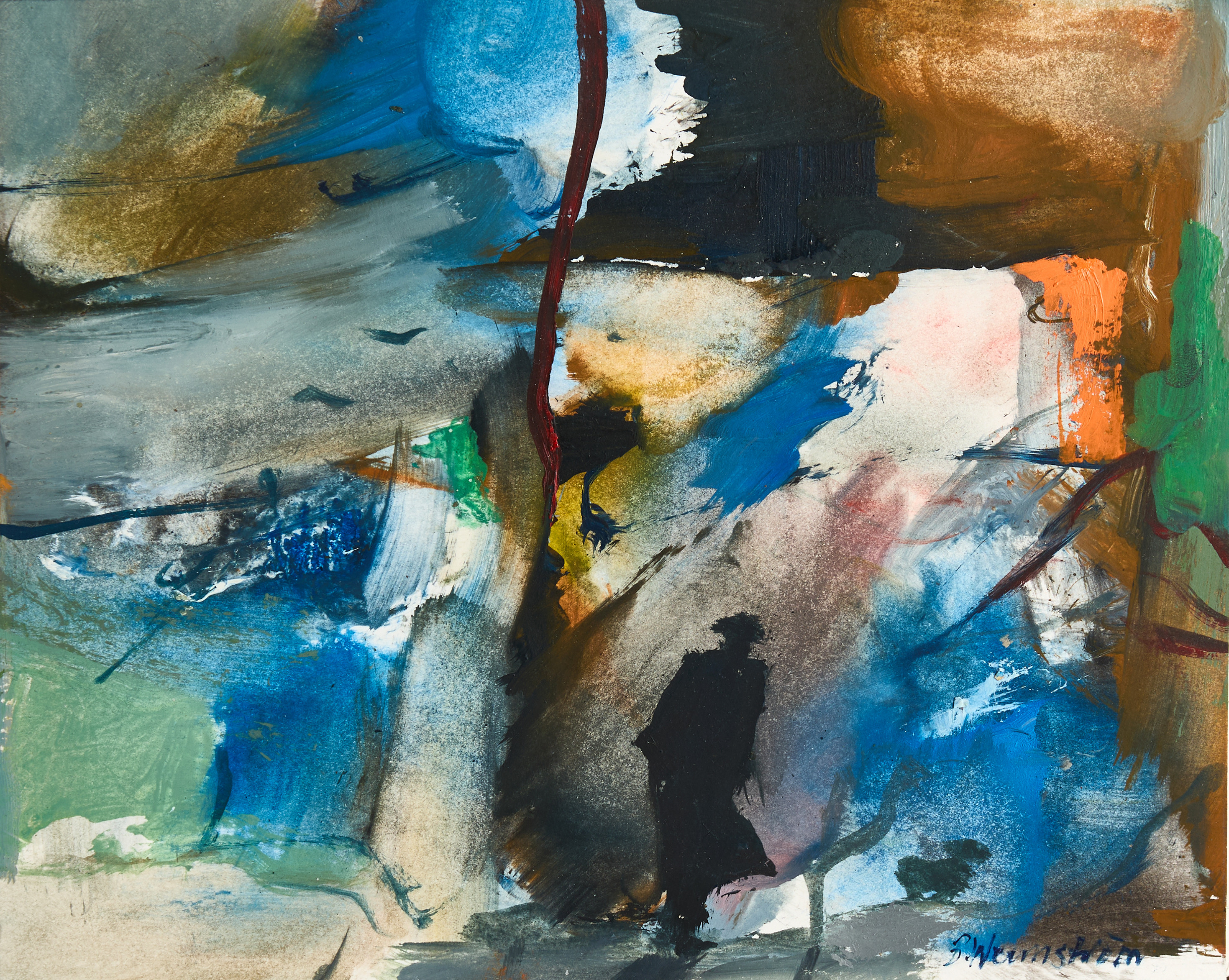 BERNDT WENNSTRÖM (född 1945), "Snålblåst", signerad, olja på papper/pannå.