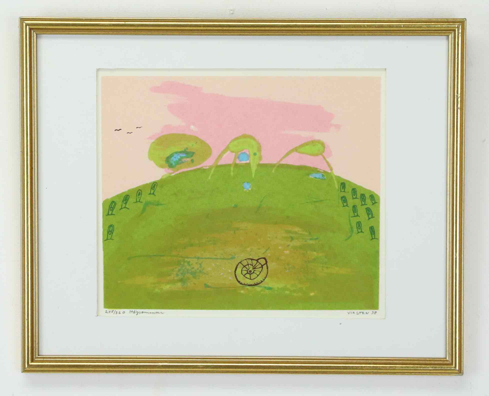 HANS VIKSTEN. färglitografi, "Högsommar", signerad, numrerad, daterad 78.