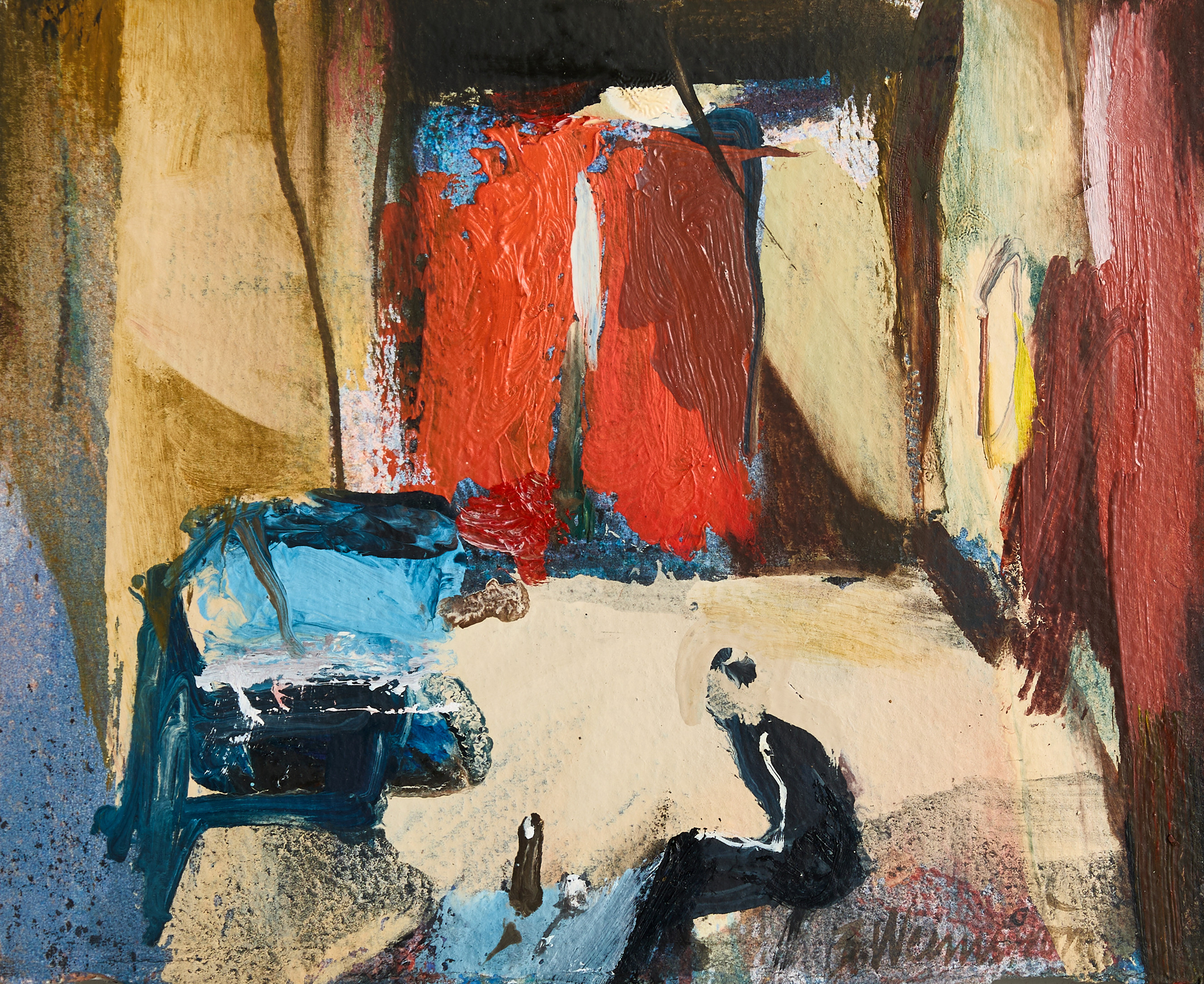 BERNDT WENNSTRÖM (född 1945), "Hotellrummet", signerad, olja på papper/pannå.