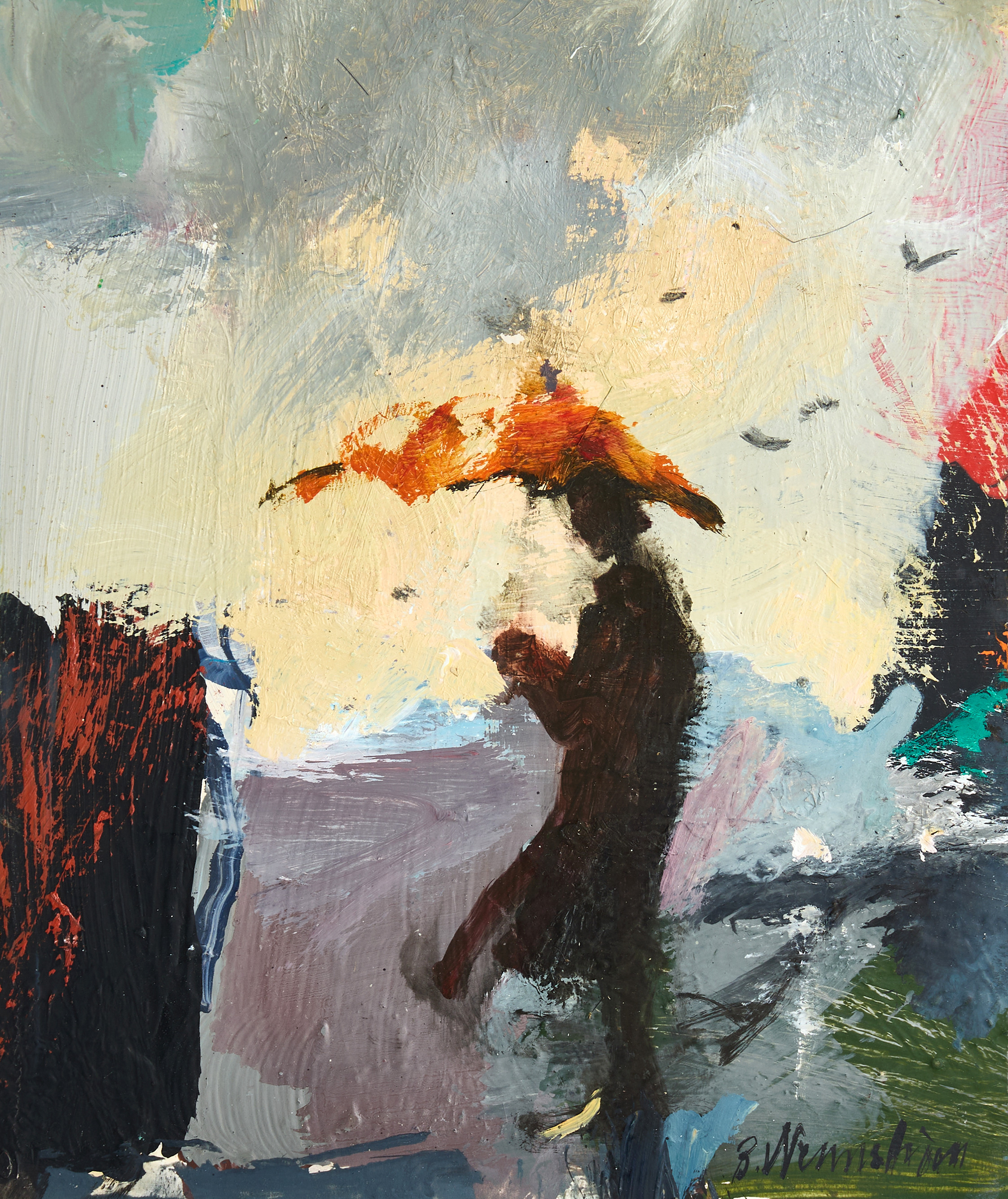 BERNDT WENNSTRÖM (född 1945), "Duggregn", signerad, olja på papper/pannå.