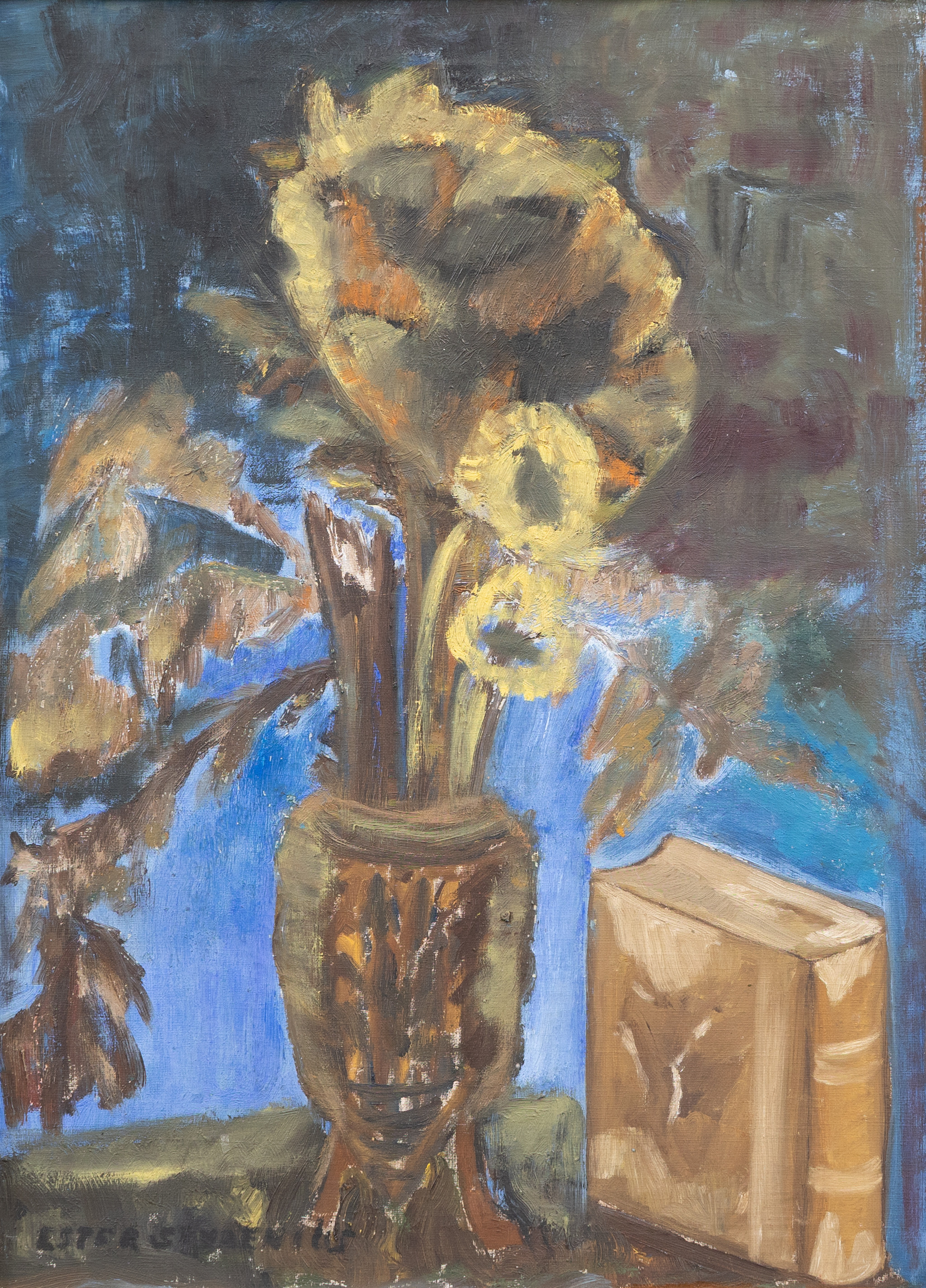 ESTER STYRENIUS (1895-1977). "Uppställning", olja på duk, signerad.