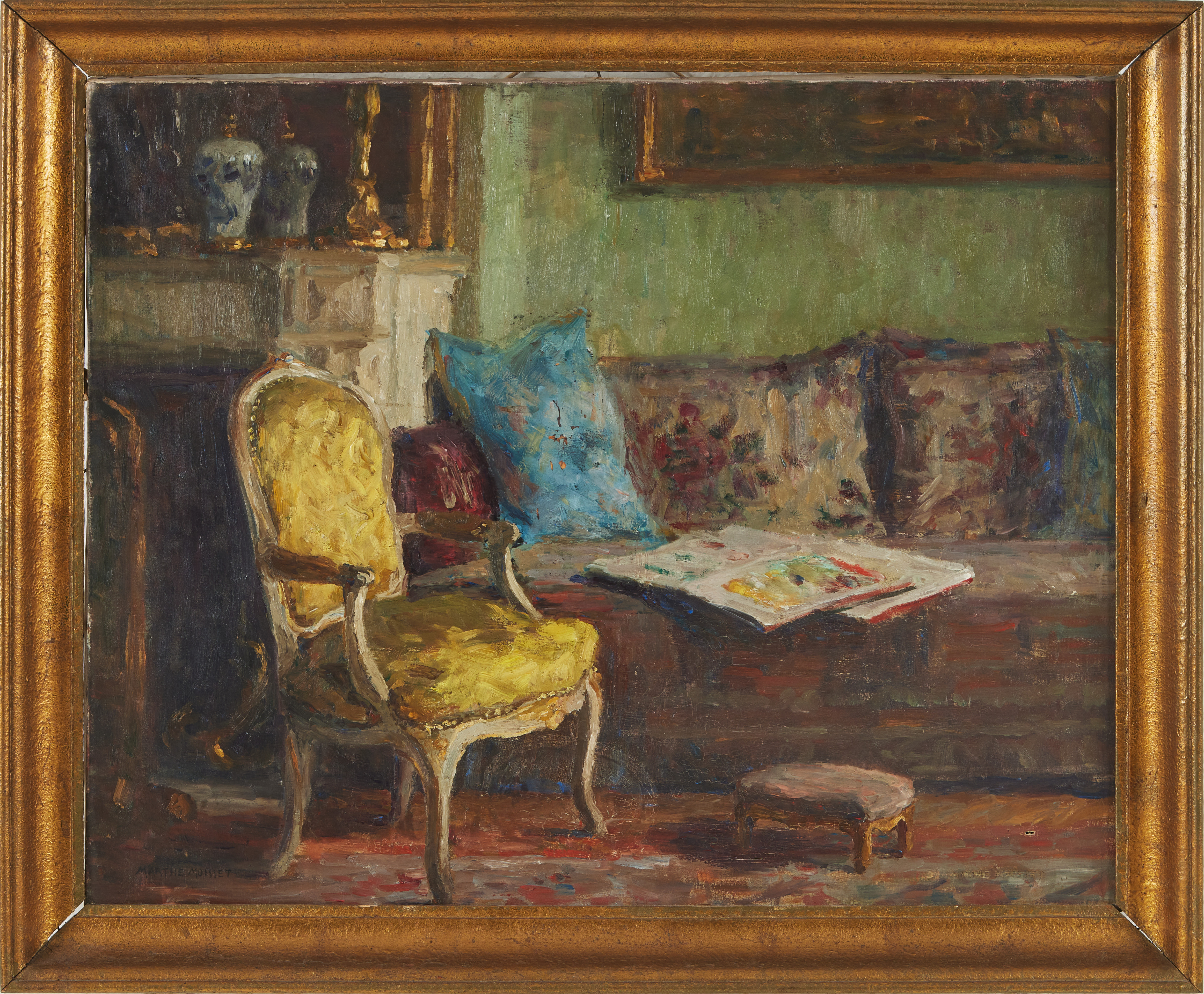 MARTHE MOISSET (1871 1945). Interiör, olja på duk, signerad.