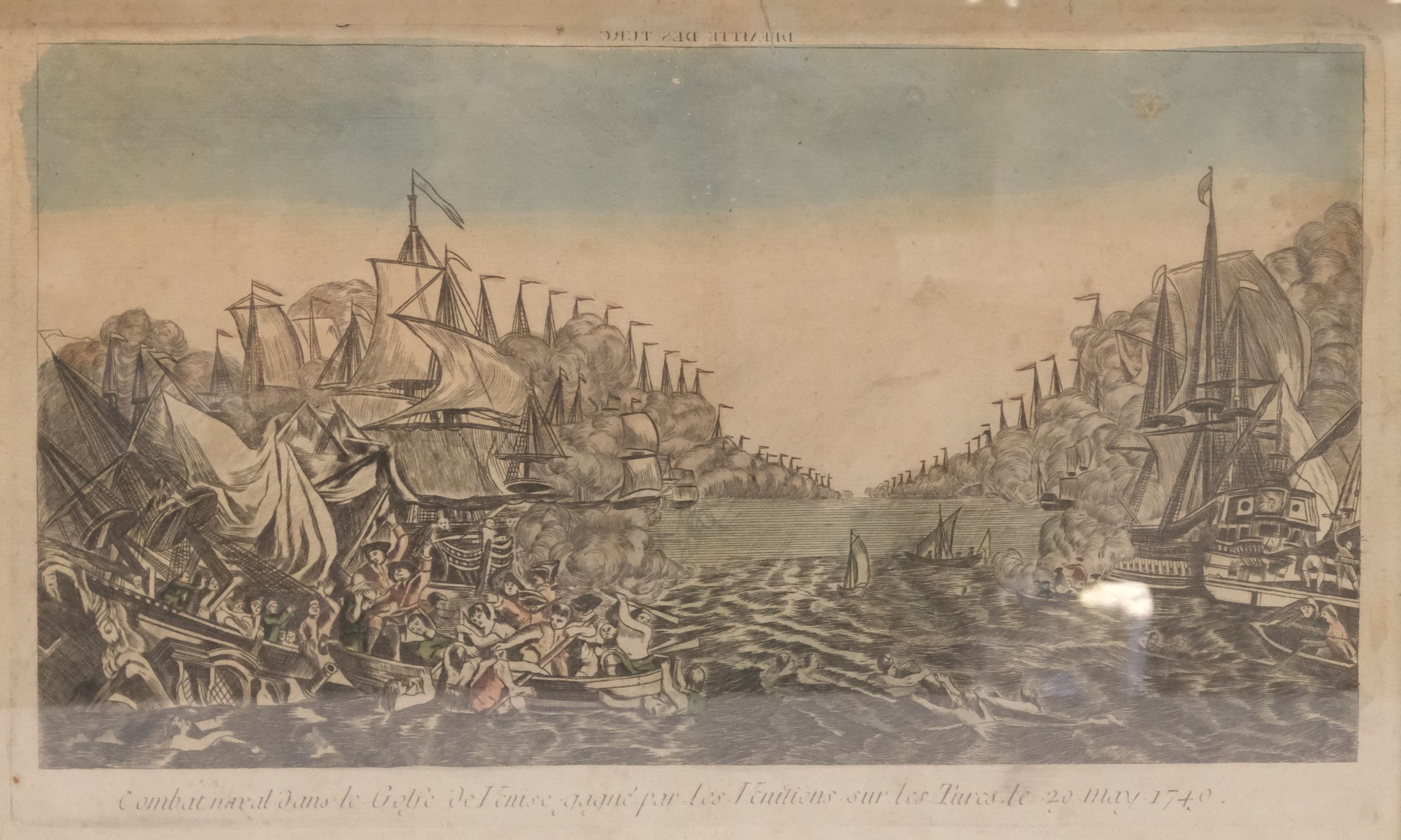 "COMBAT NAVAL DANS LE GOLFE DE VENISE GAGNE PAR LES VENITIENS SUR LES TURCS LE 29 MAY 1749".