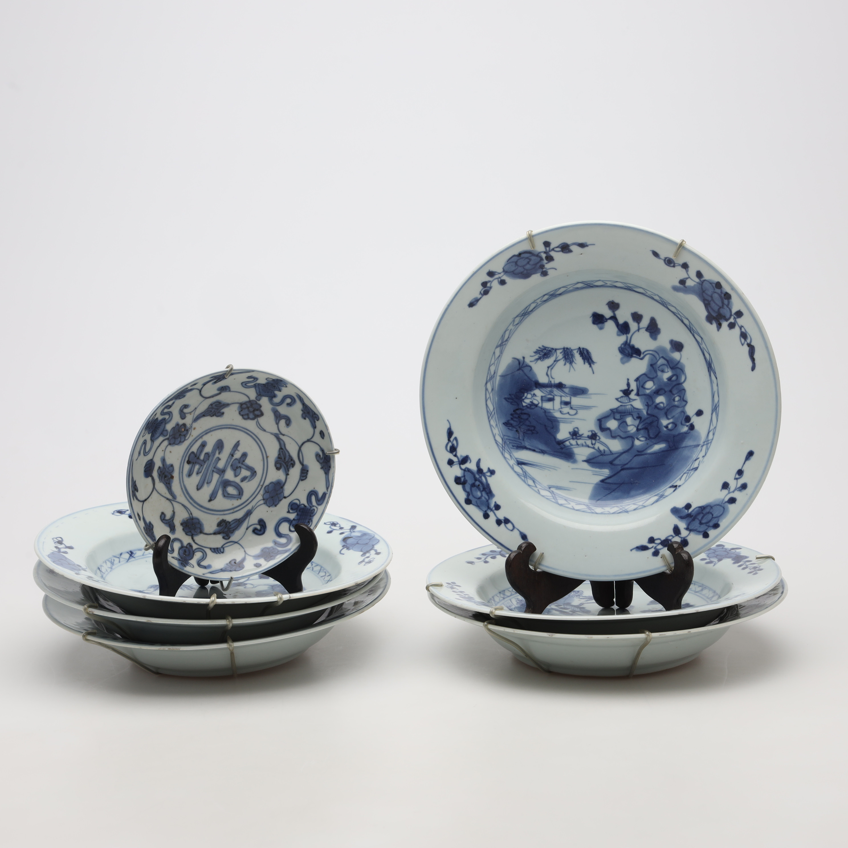 TALLRIKAR, 7 st, porslin, Kina, ca 1700-tal.