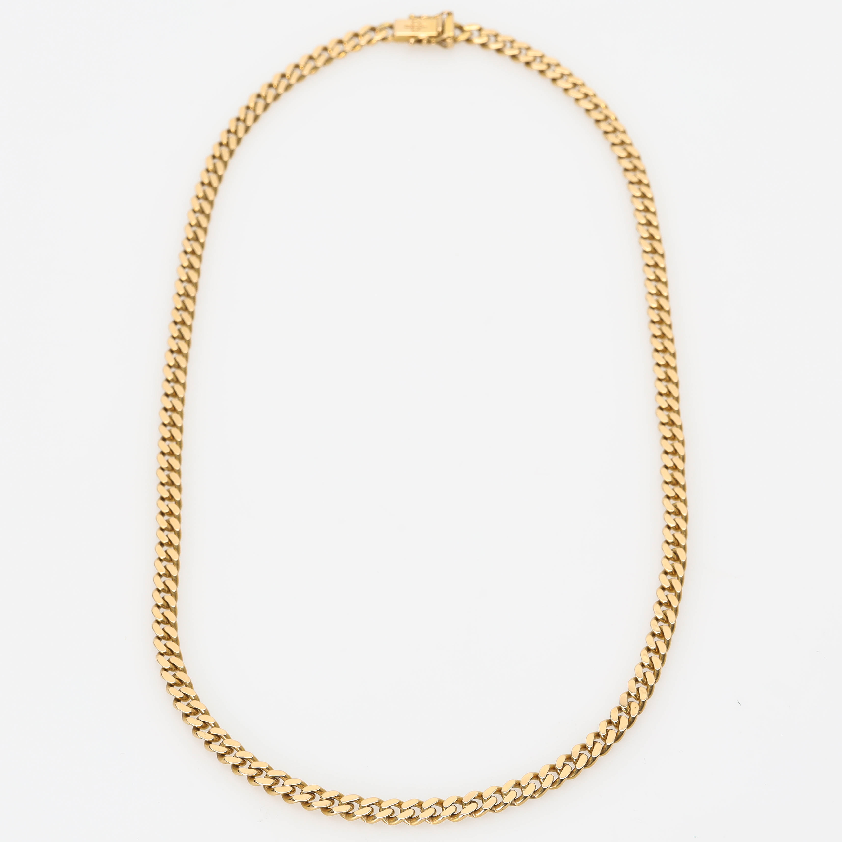 HALSKEDJA, 18k guld, längd 47 cm, pansarlänk, Balestra Italien.