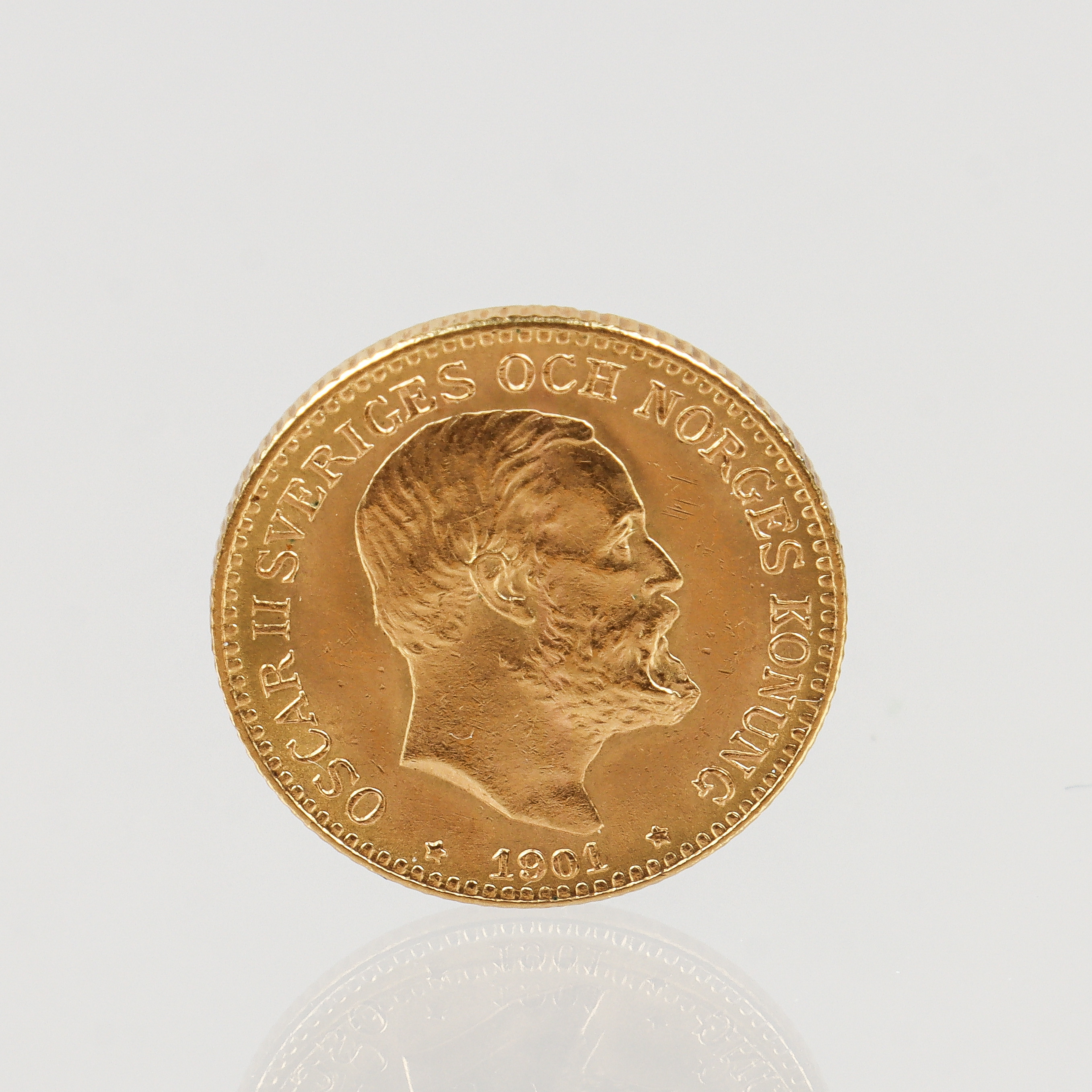GULDMYNT 10-krona, Oscar II, 1901.