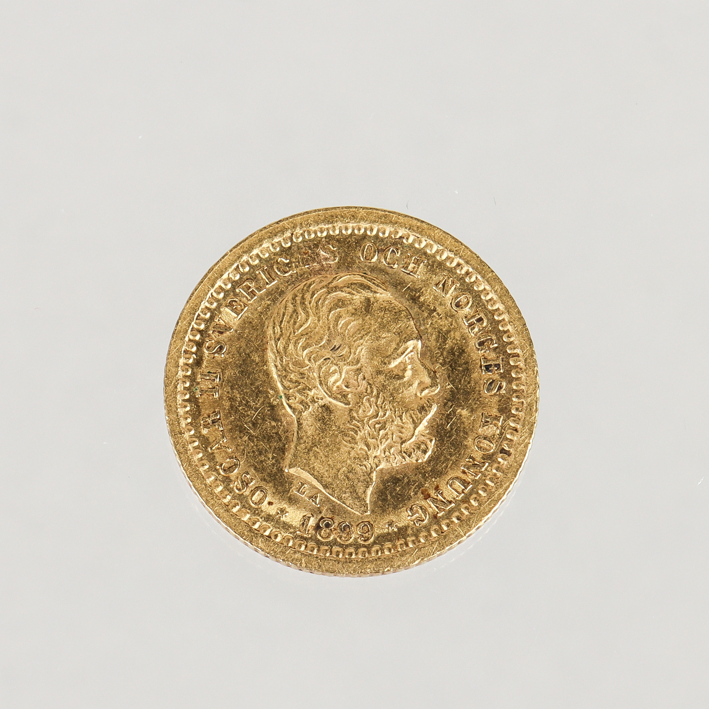 GULDMYNT 5-krona, Oscar II, 1899.