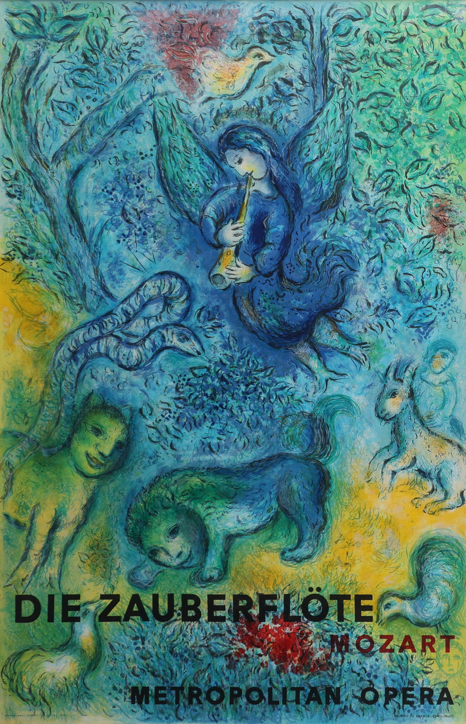 MARC CHAGALL. EFTER. LITOGRAFERAD AFFISCH, "ZAUBERFLÖTE, MOZART, METROPOLITAN OPERA", 1967.
