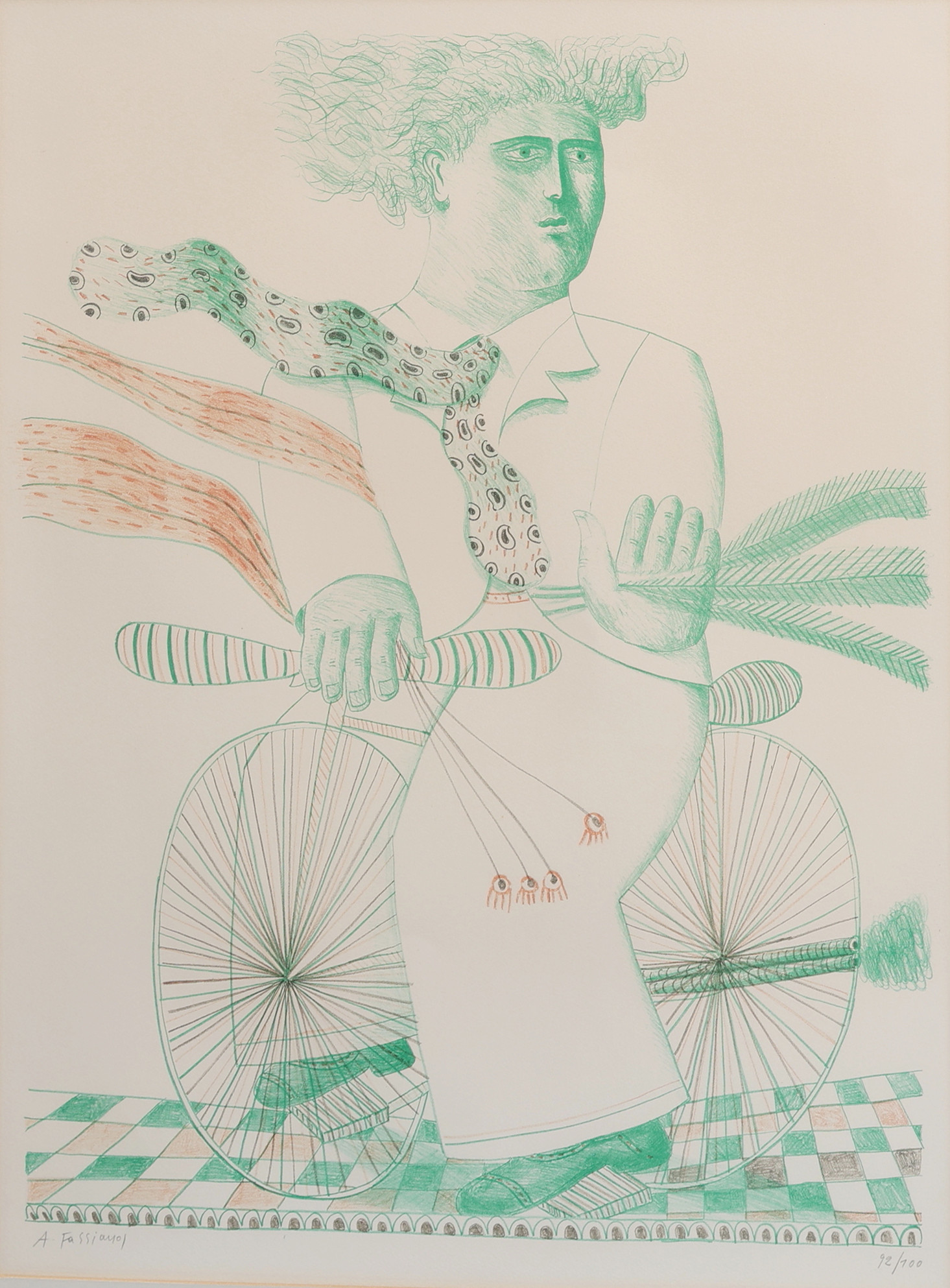 ALEXANDRE FASSIANOS. LITOGRAFI, UR MAPPEN "HOMMAGE AUX PRIX NOBEL", SIGNERAD OCH NUMRERAD 92/100, UTGIVEN 1974.