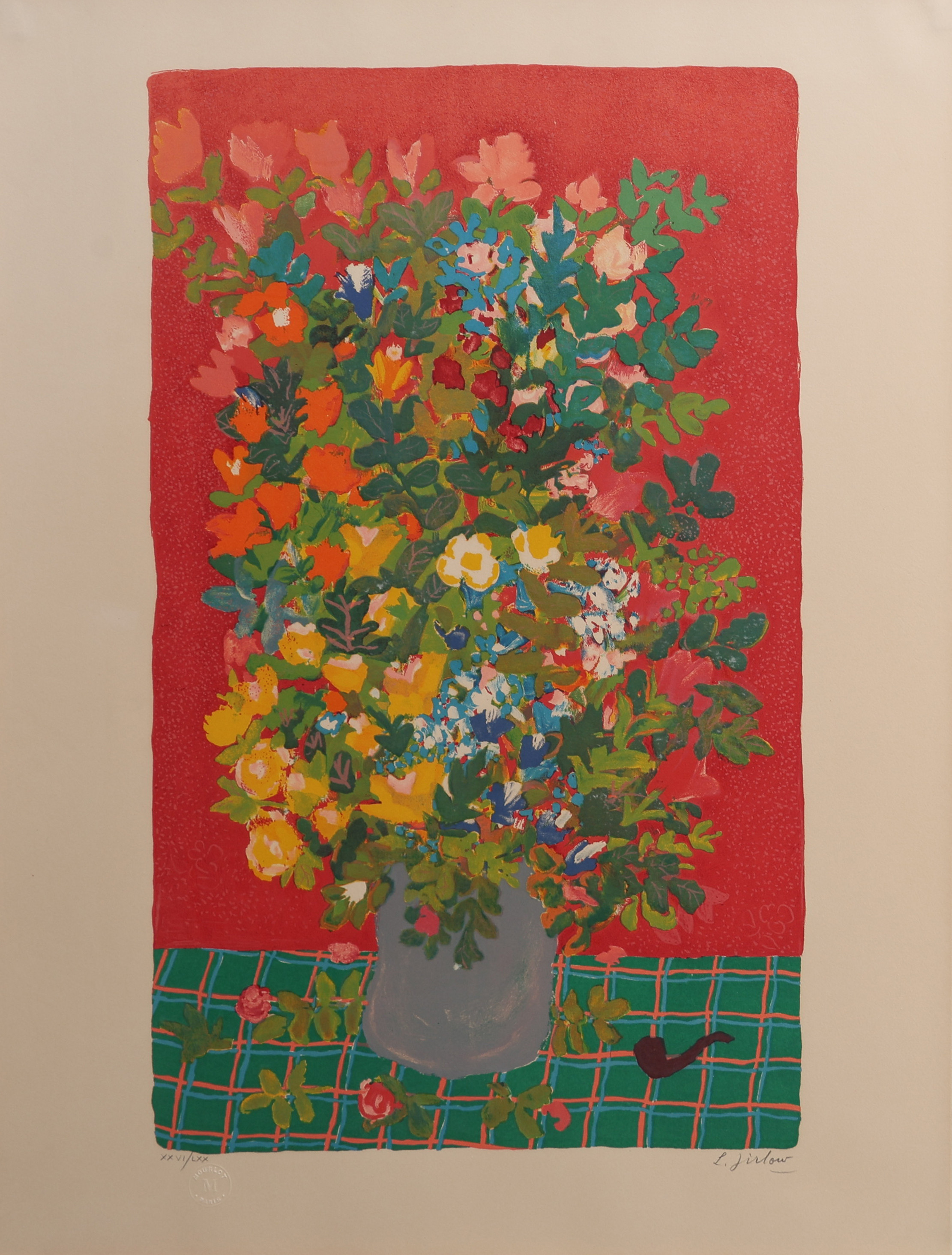 LENNART JIRLOW. LITOGRAFI, BLOMSTERSTILLEBEN, SIGNERAD OCH NUMRERAD XXVI/LXX.