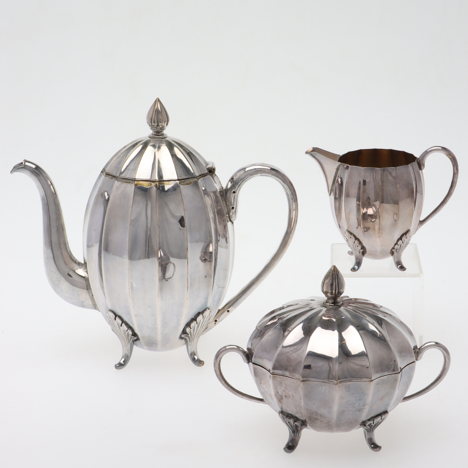 KAFFESERVIS, 3 delar, nysilver, art deco, 1920/30-tal.