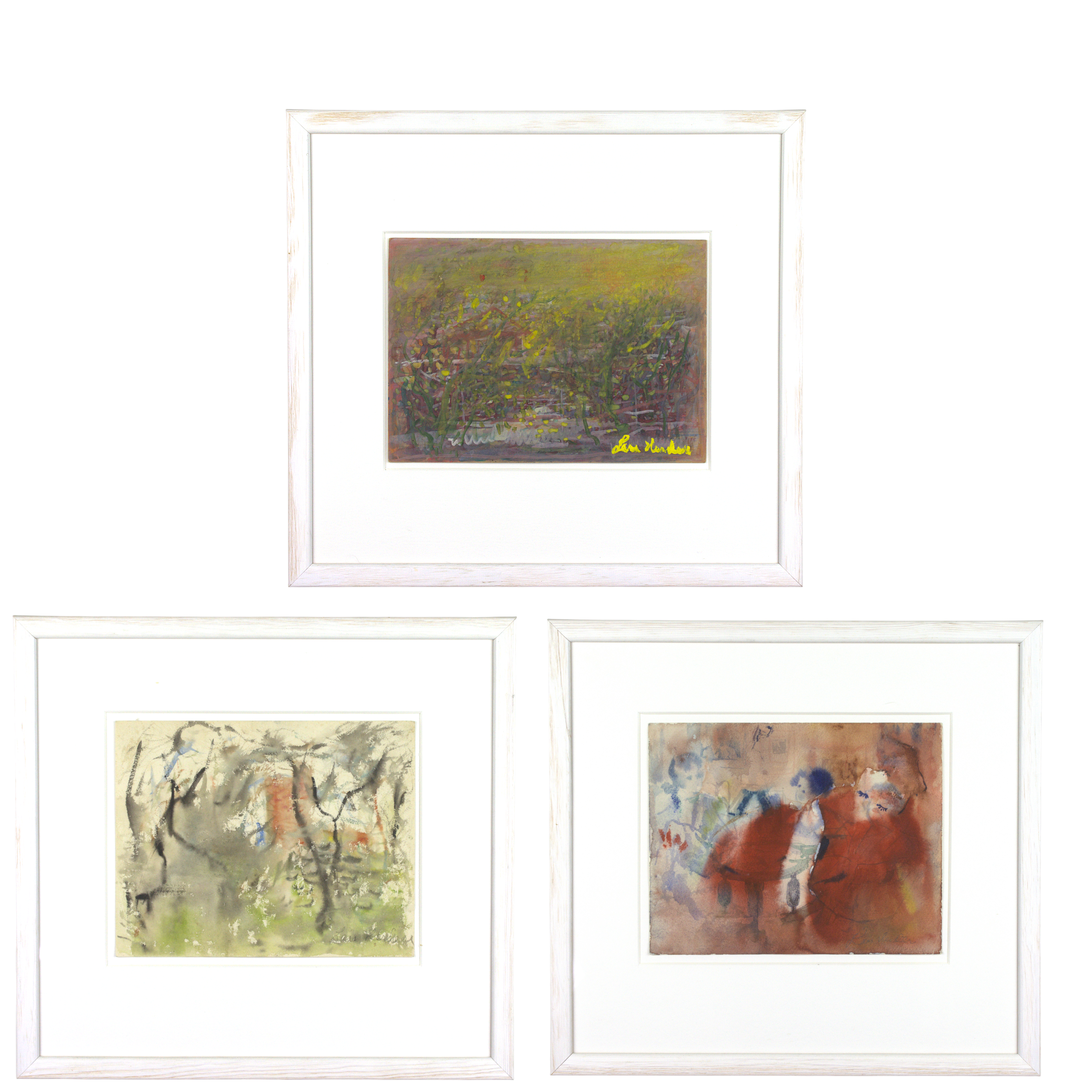 LARS HERDER. Akvareller, 3 delar, figurativ, abstrakta, signerade.