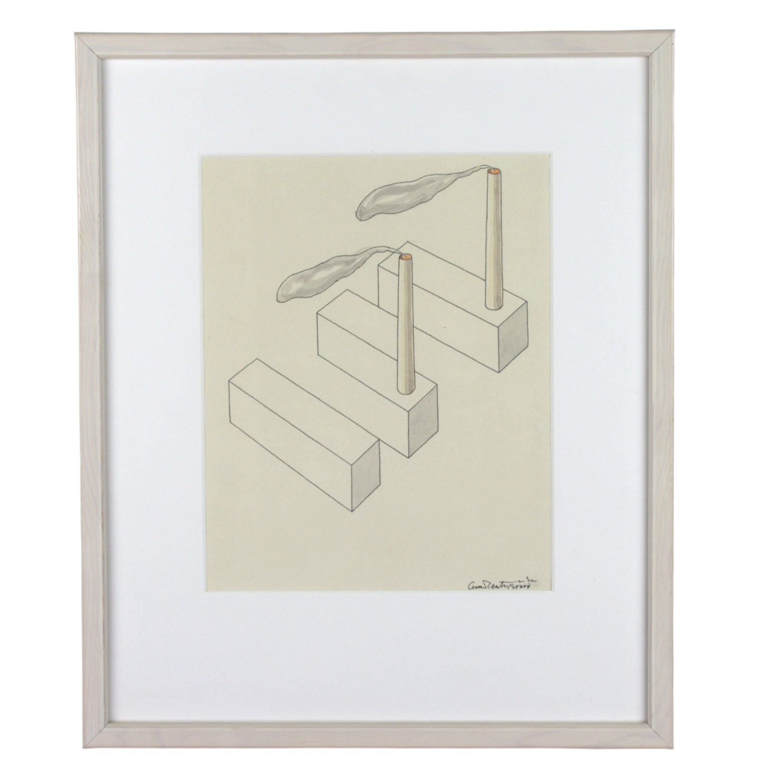 OSCAR REUTERSVÄRD. Blandteknik på papper, "Fabriken", signerad.