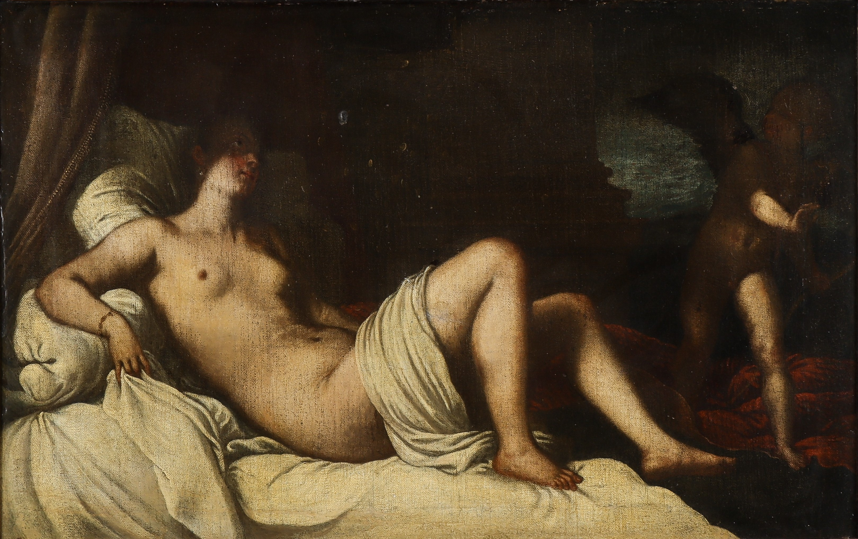 TIZIAN. EFTER. "Danae och guldregnet", 1700-tal.