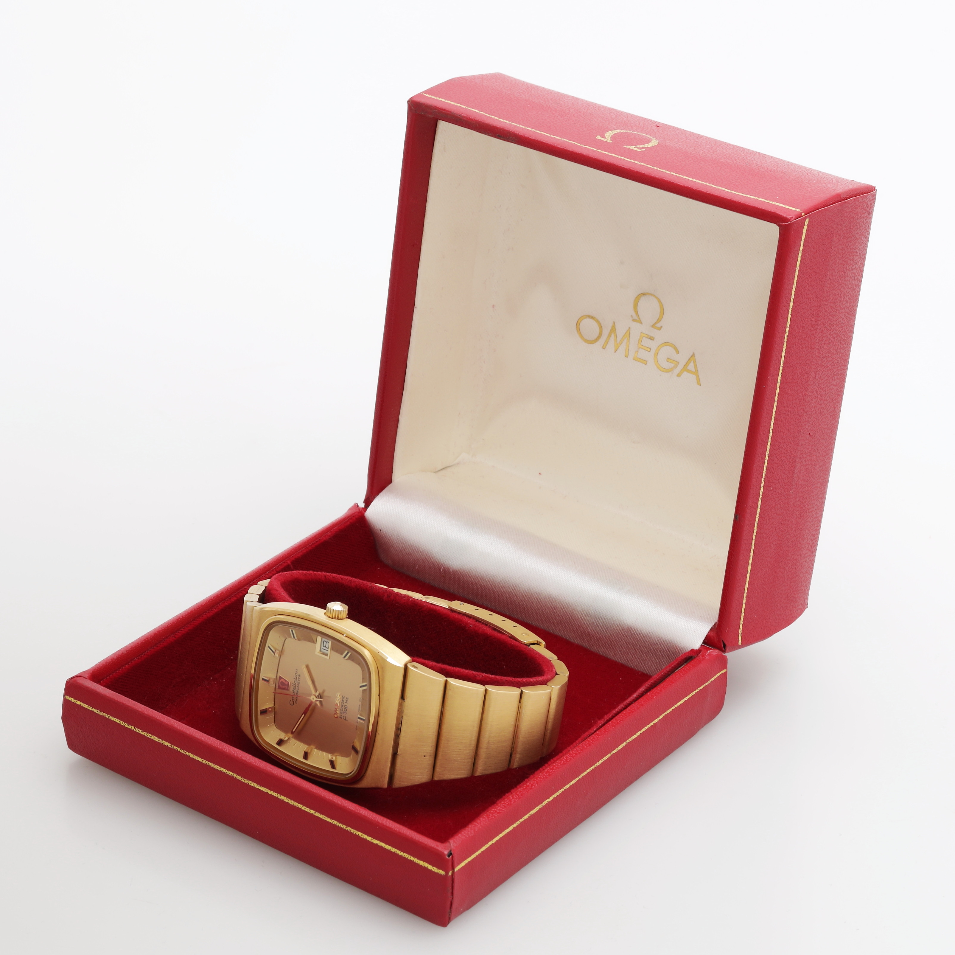 ARMBANDSUR, Omega Constellation Chronometer Electronic 300, guld 18k i länk och boett.