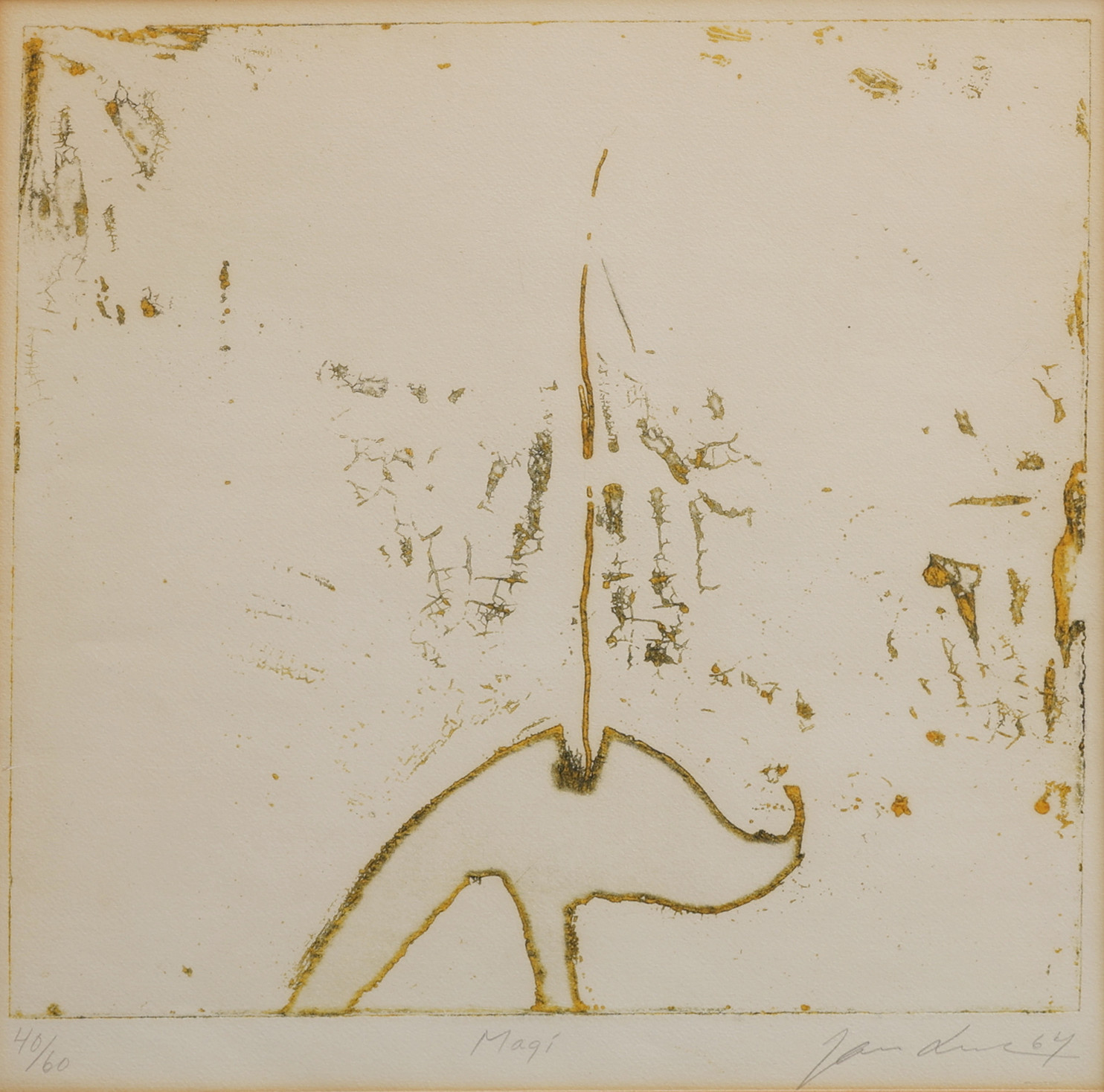 JAN LUNDGREN 1936-1999. ETSNING, "MAGI", SIGNERAD, NUMRERAD 40/60 OCH DATERAD 1964.