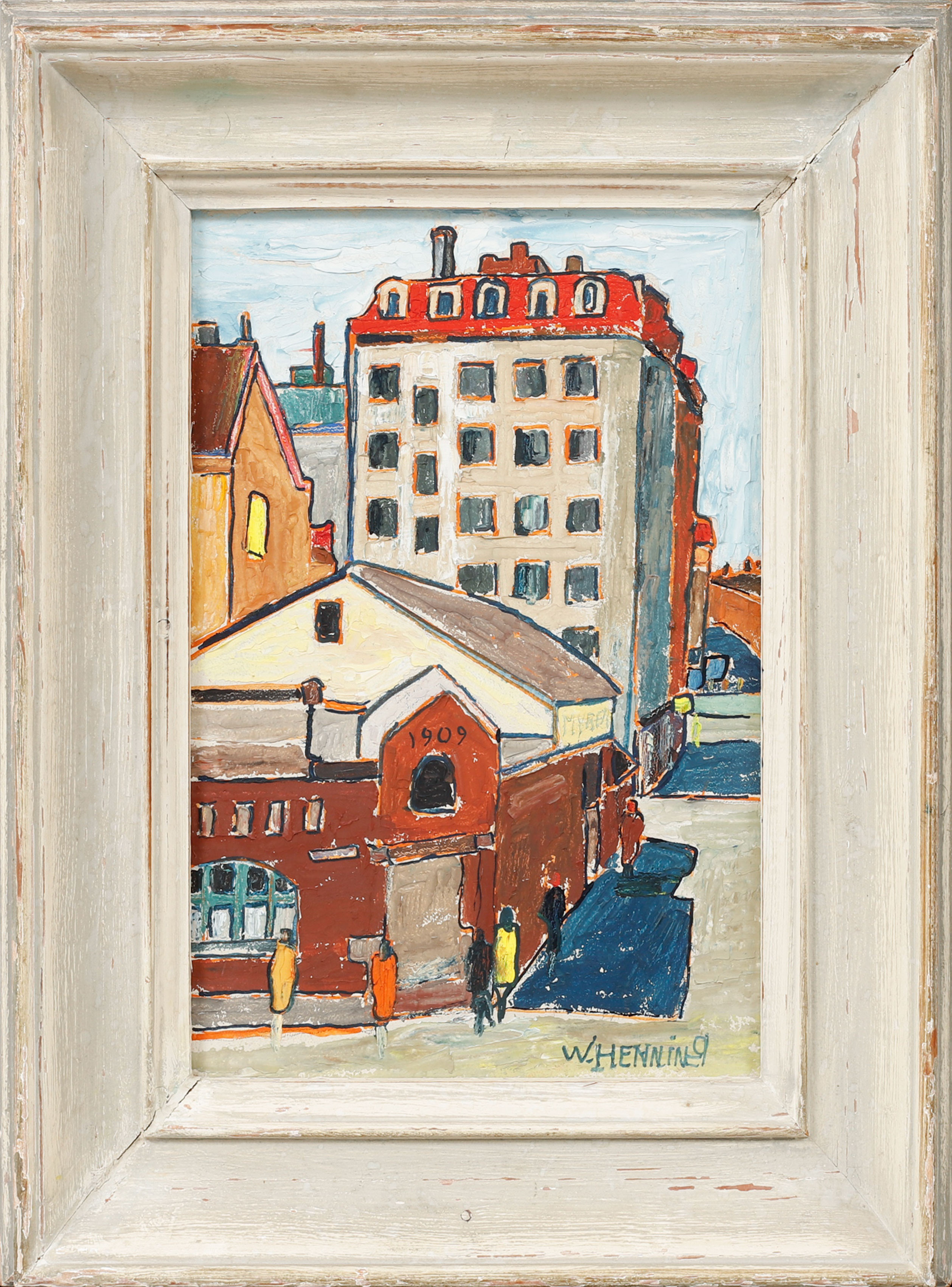WILHELM HENNING. Göteborgs motiv, olja på pannå, signerad.