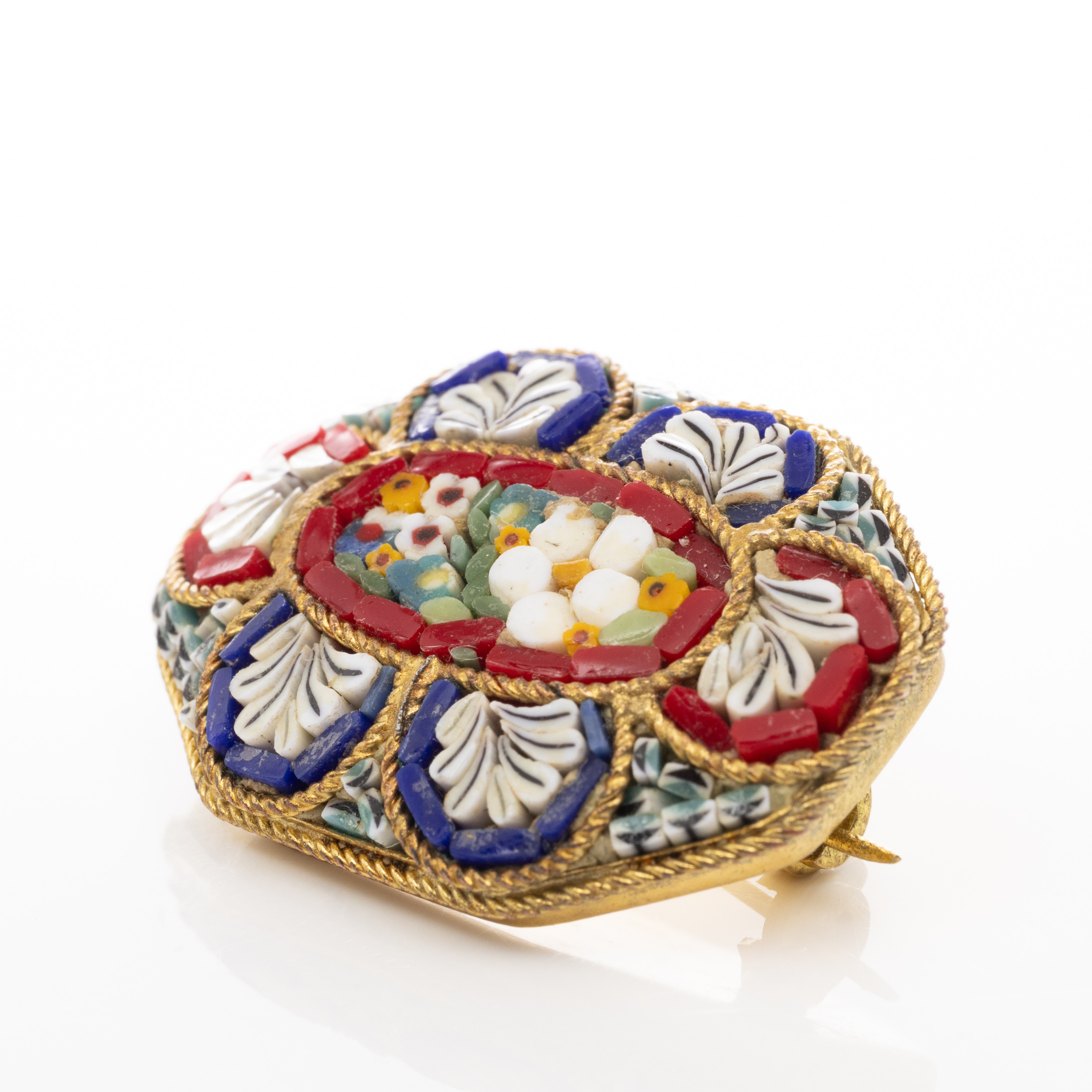 BROSCH, Metall, Muranoglas, Italien, Tidigt 1900-tal.