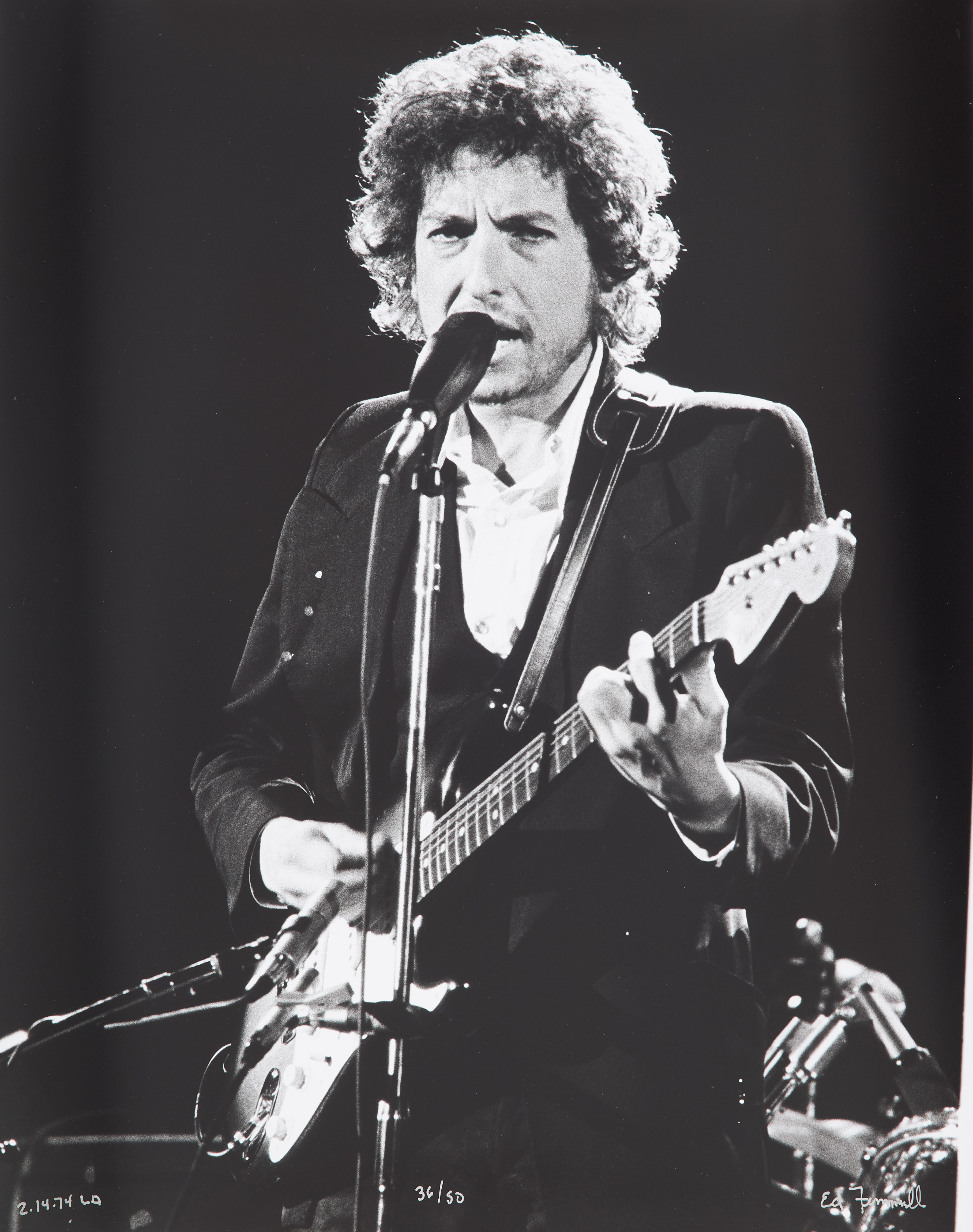 ED FINNELL (USA/SVERIGE, FÖDD 1956). Bob Dylan & The Band, "Blood on the Tracks Tour", Los Angeles, 14 februari 1974, signerad Ed Finnell, 36/50.