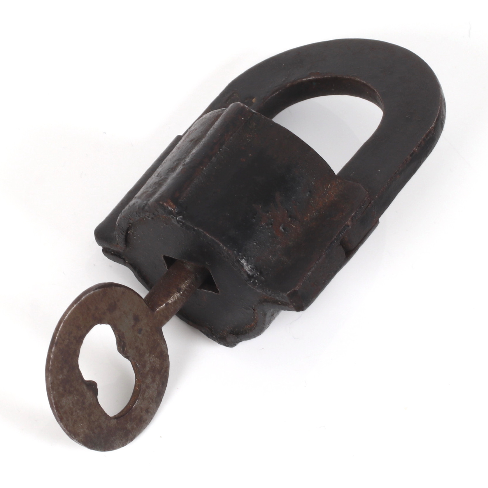 POLHEMSLÅS, med nyckel, metall, 1800-tal.