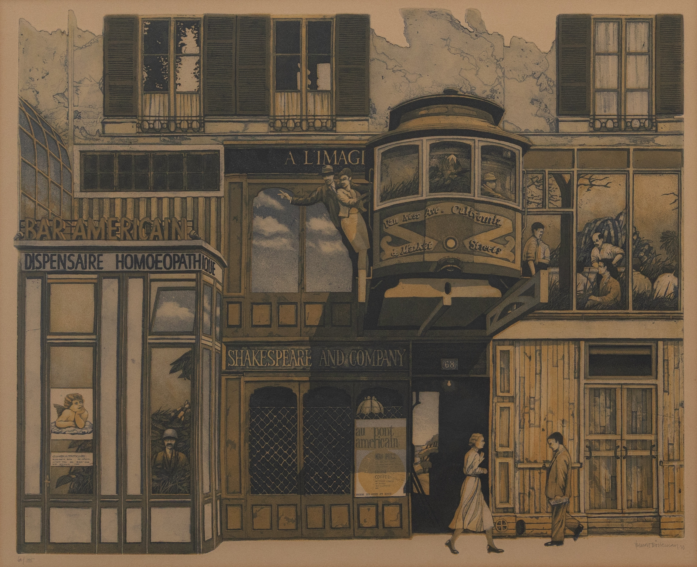BENGT BÖCKMAN. stadsbild San Farncisco, litografi nr 60/125, signerad och daterad -73.