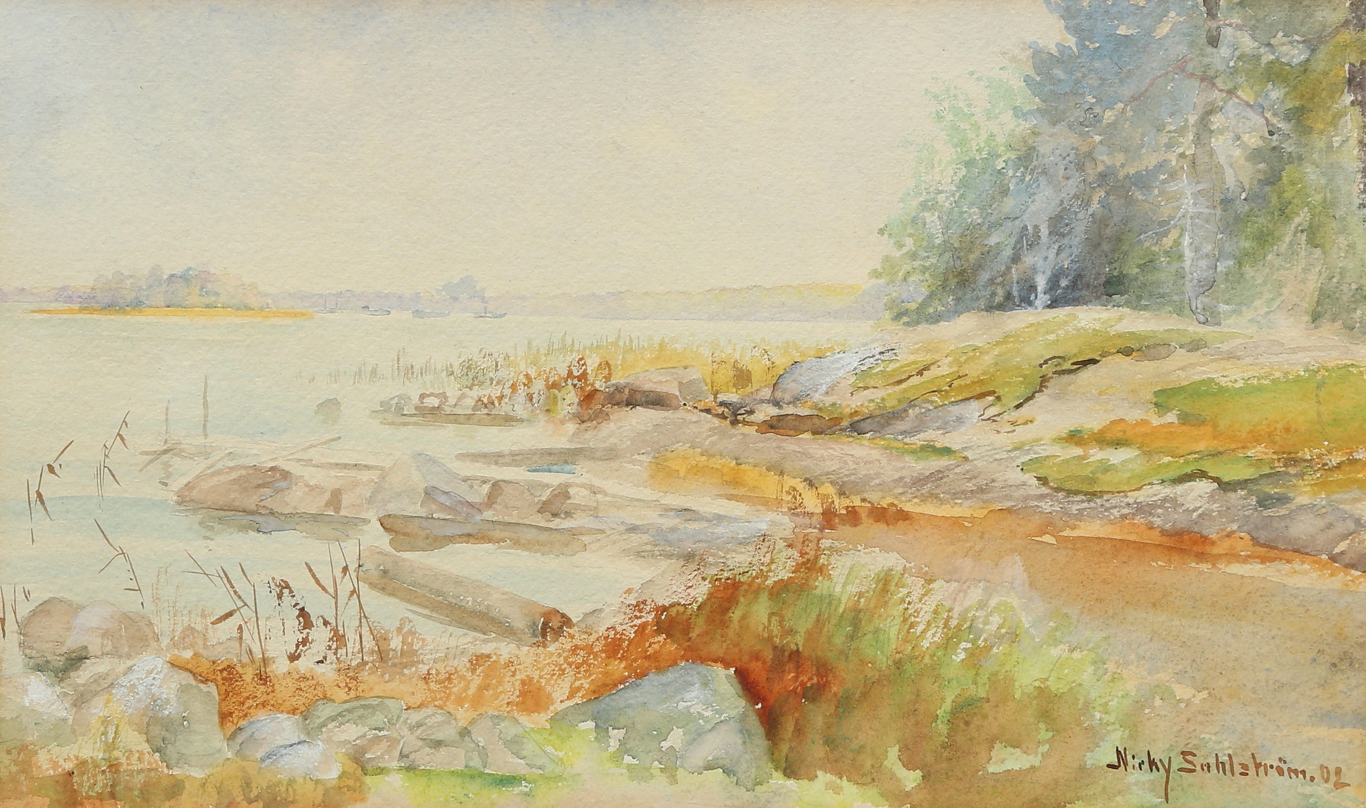 NICKY SAHLSTRÖM. Akvarell, signerad och daterad 02. (1902).