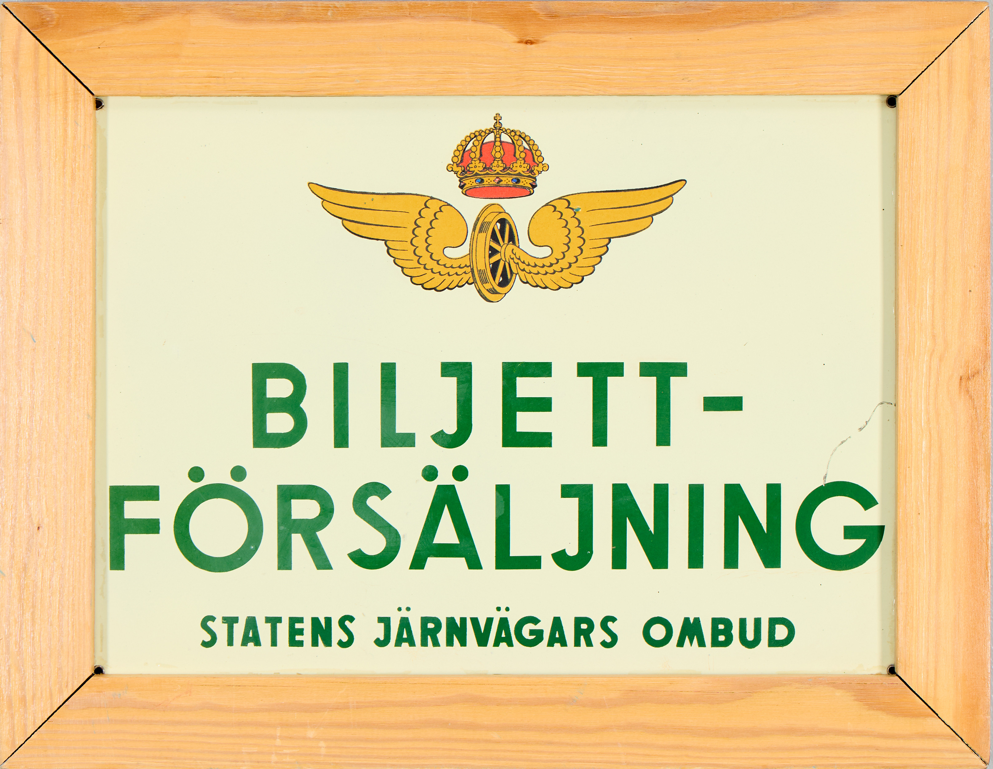 EMALJSKYLT, "Biljettförsäljning Statens järnvägars ombud" 1900-tal.