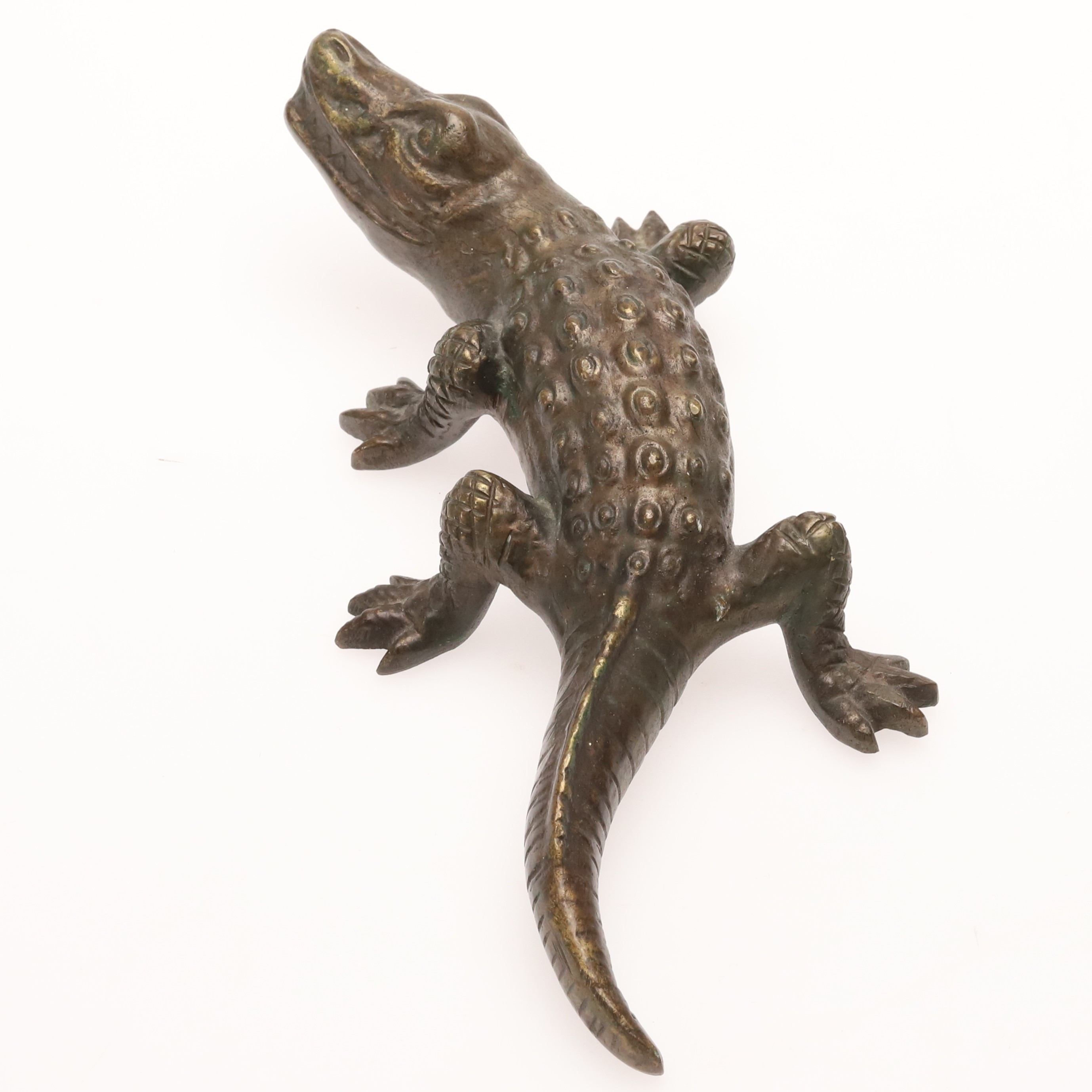 SKULPTUR, patinerad brons, krokodil/alligator.