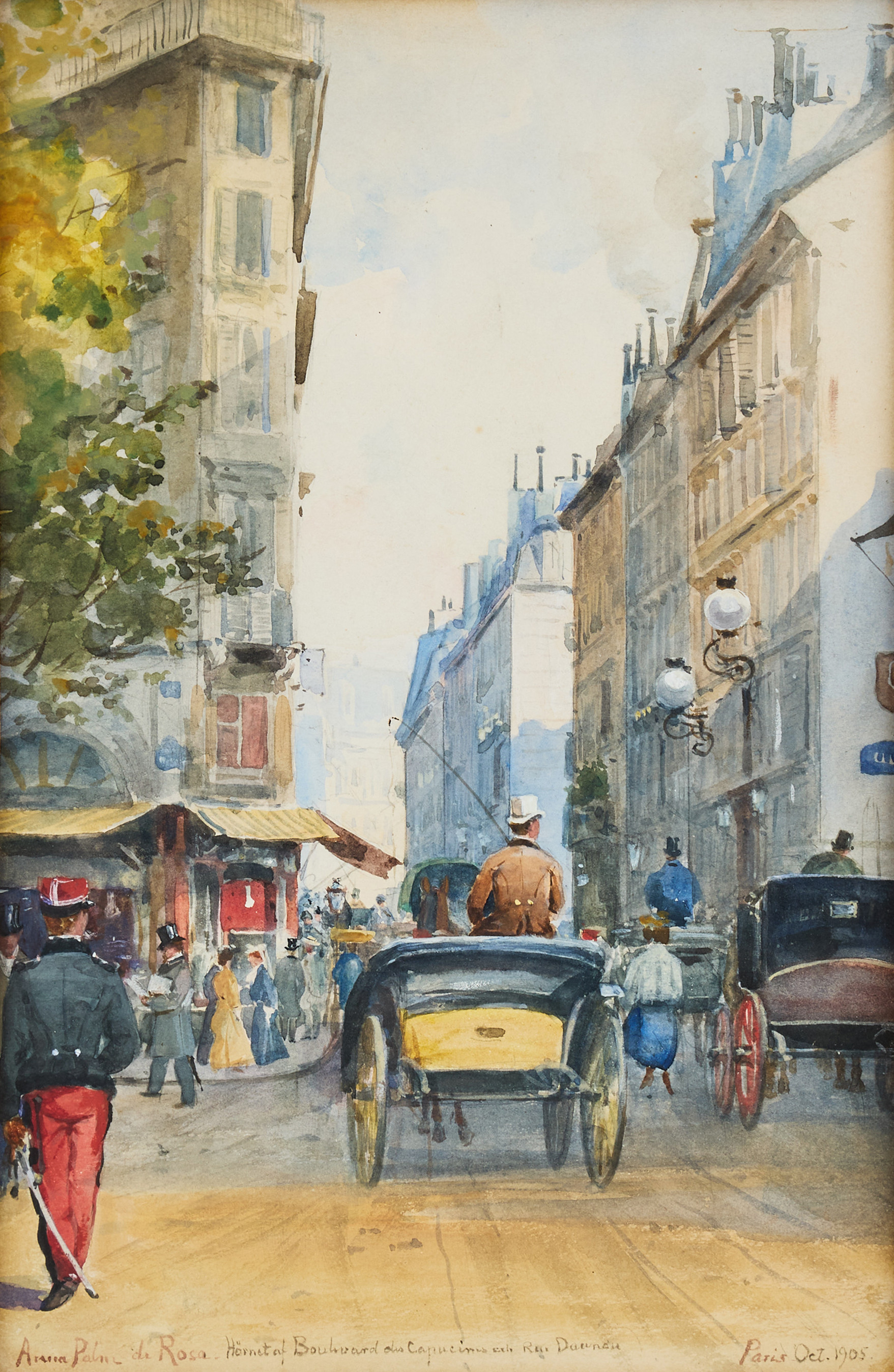 ANNA PALM DE ROSA. Hörnet av Boulevard des Capucines och Rue Dounau, Paris.
