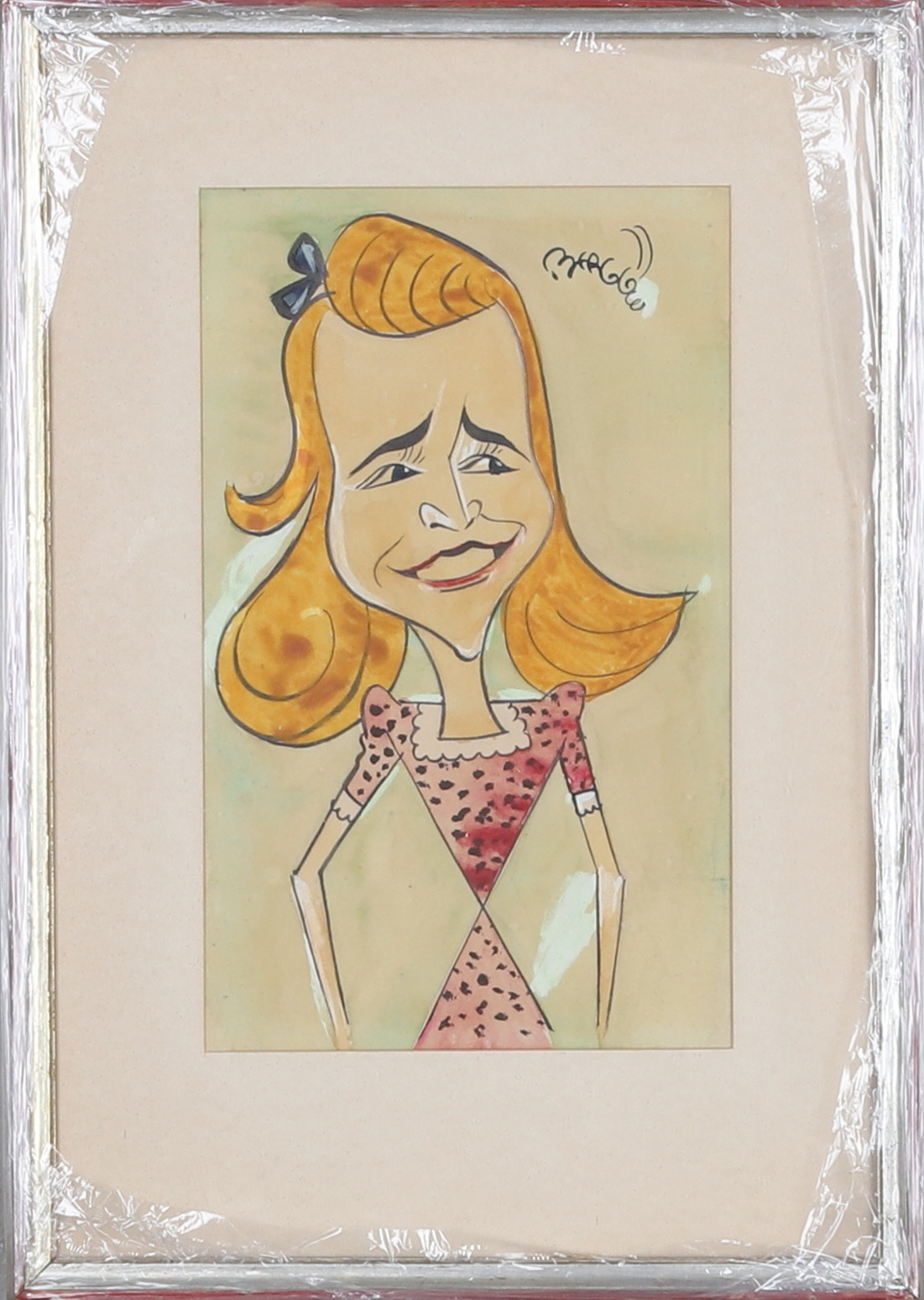 CARL BERGLÖW. "Alice Babs", tusch/blandteknik, signerad.