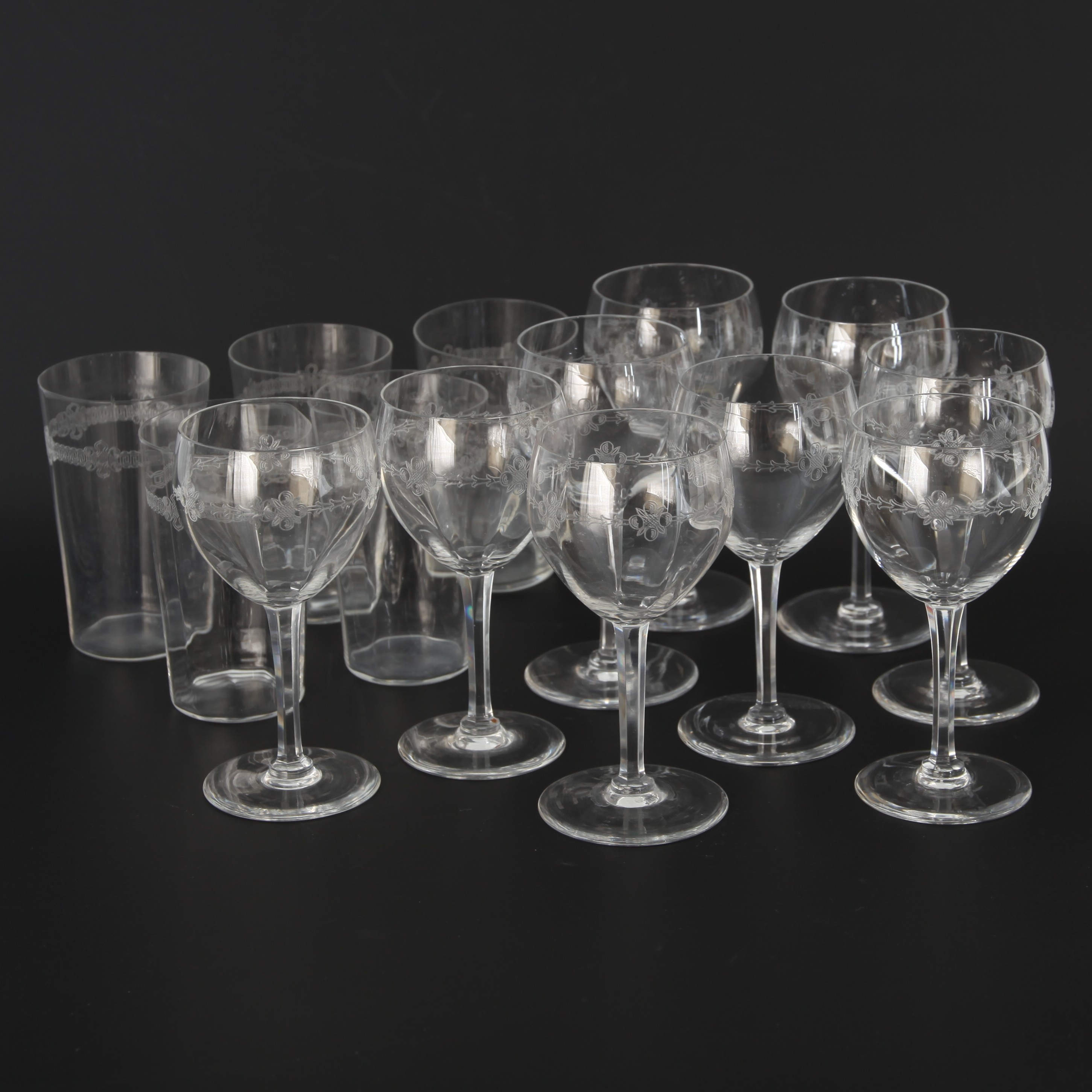 GLASSERVIS, 29 delar, bl a vinglas, Sverige 1940-tal.