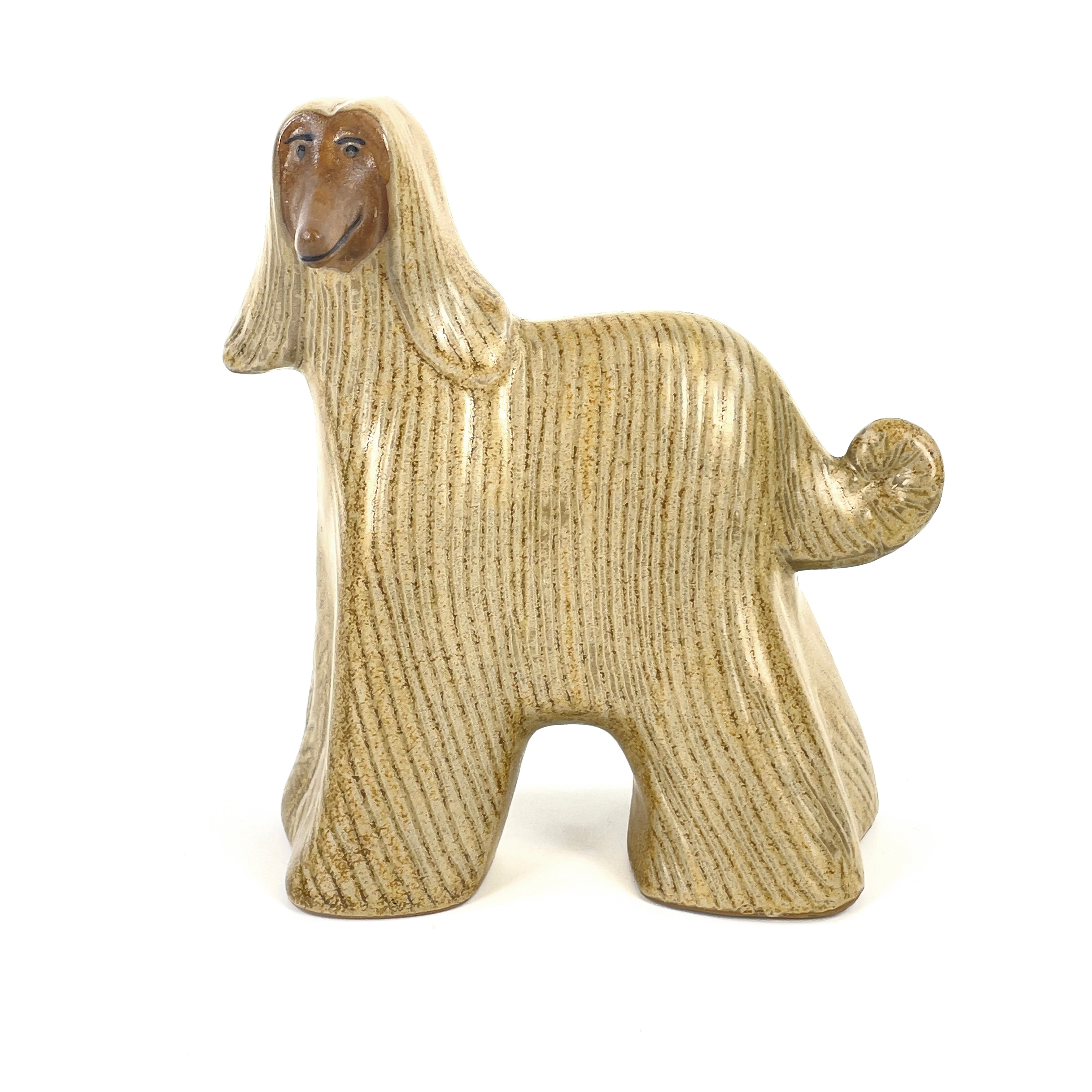 LISA LARSON. Figurin, stengods, Afghanhund, "Vov", Gustavsberg.