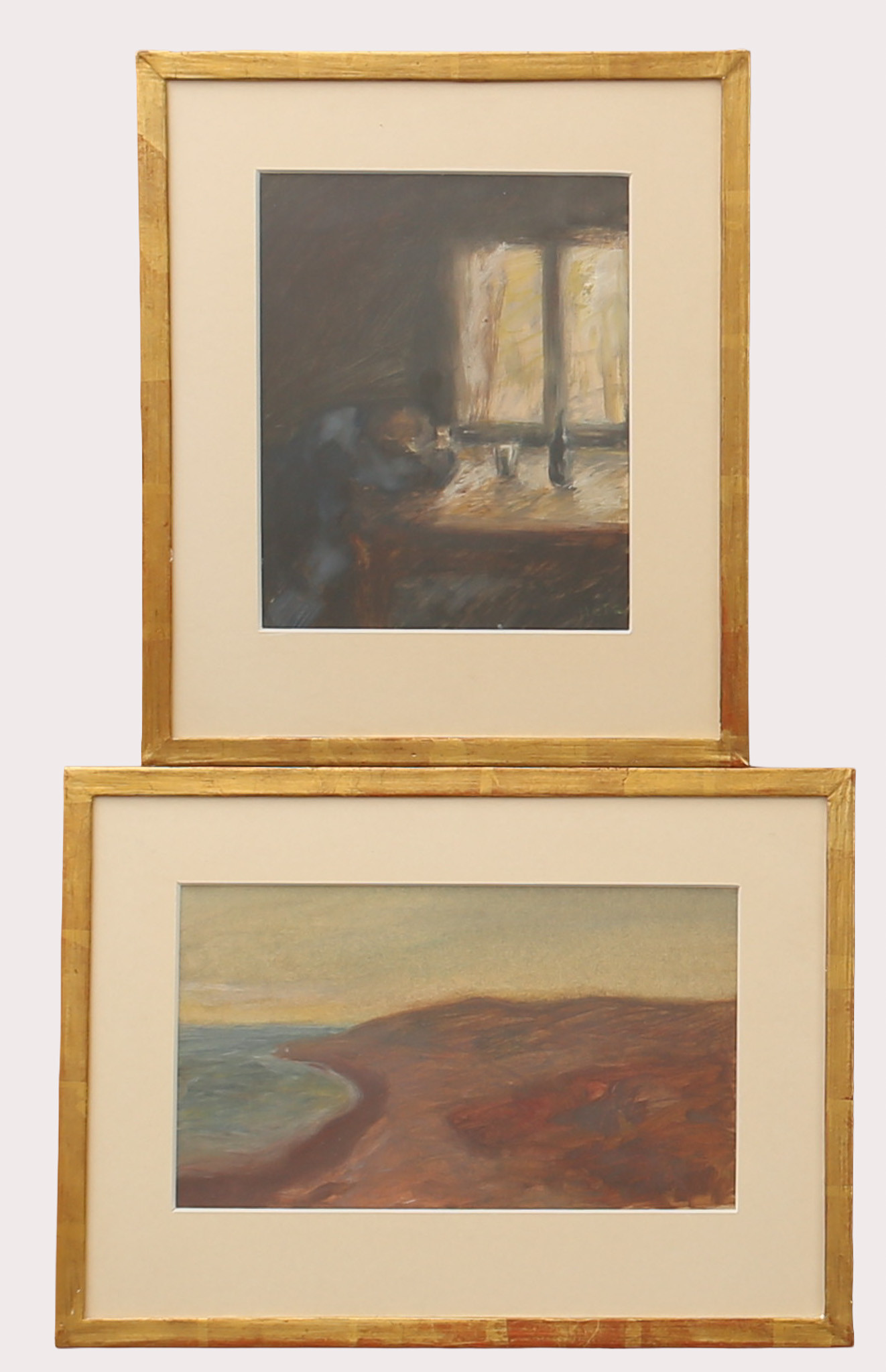 FELIX HATZ (Wien 1904-1999 Stockholm), 2st., akvareller, kuststräcka och vatten, interiör vid fönster. signerade Hatz.