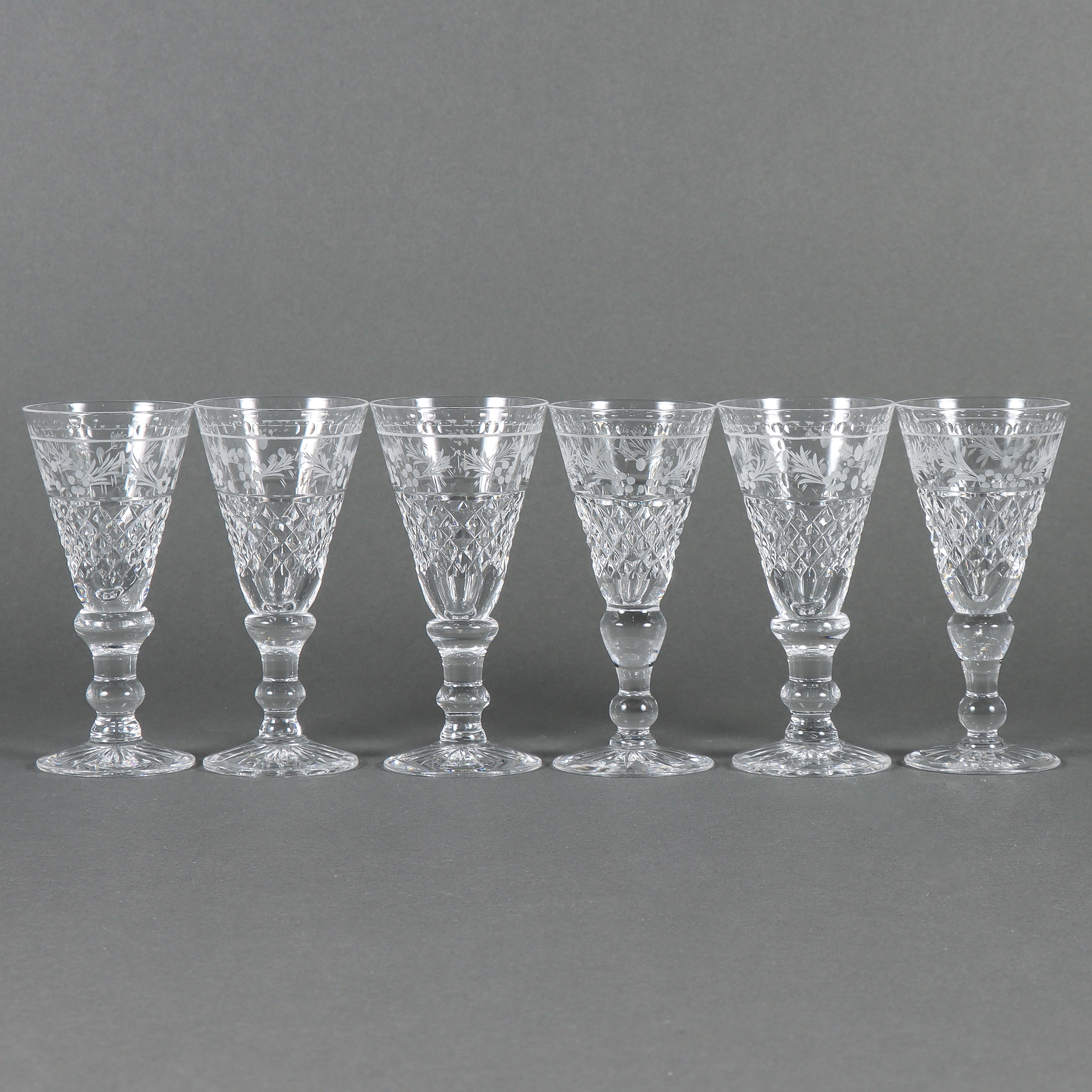 FRITZ KALLENBERG. 6 Snapsglas, "Elvira Madigan", Kosta.