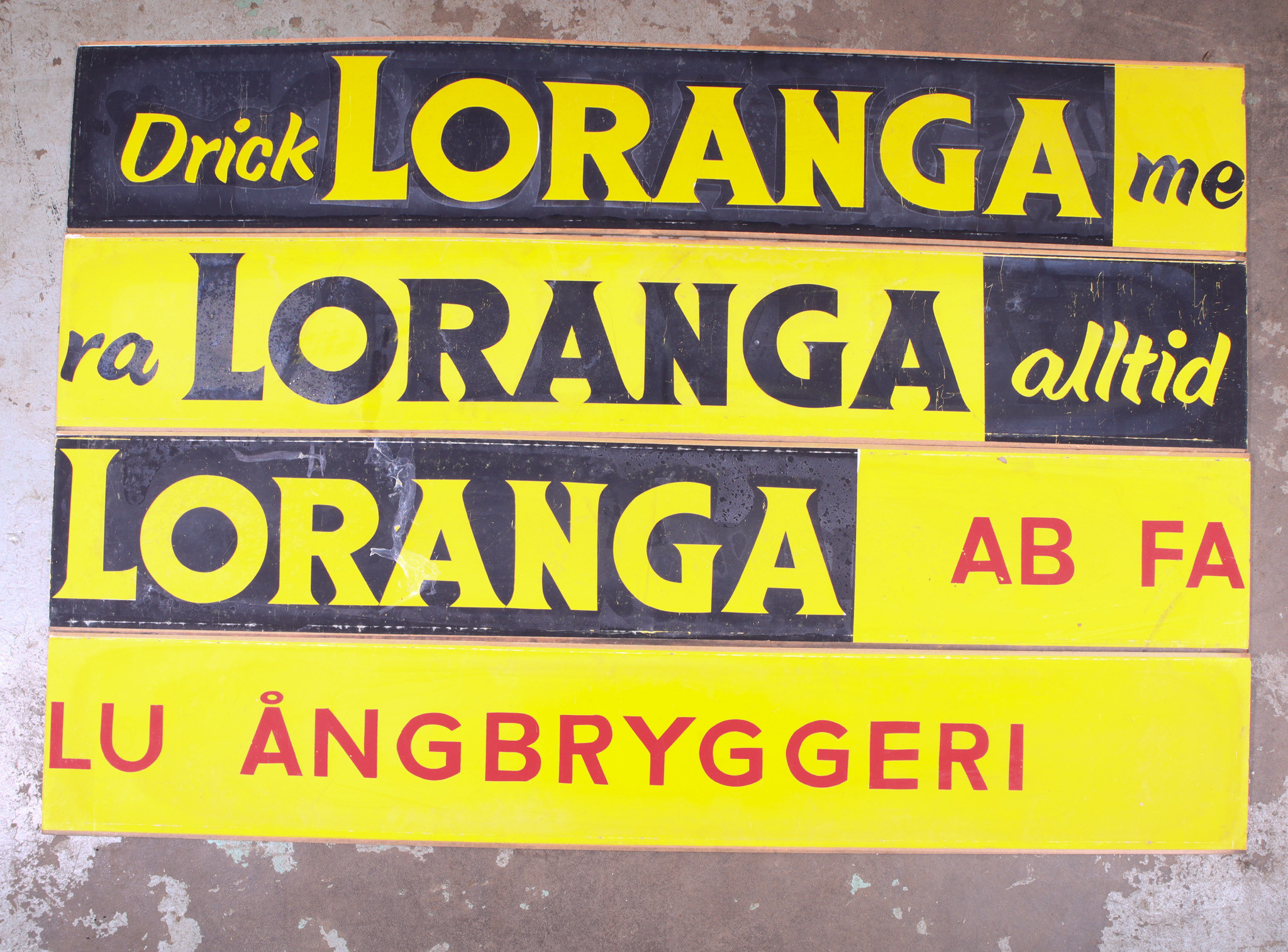 LORANGA - AB FALU ÅNGBRYGGERI, masonitskylt, 1950/60-tal.