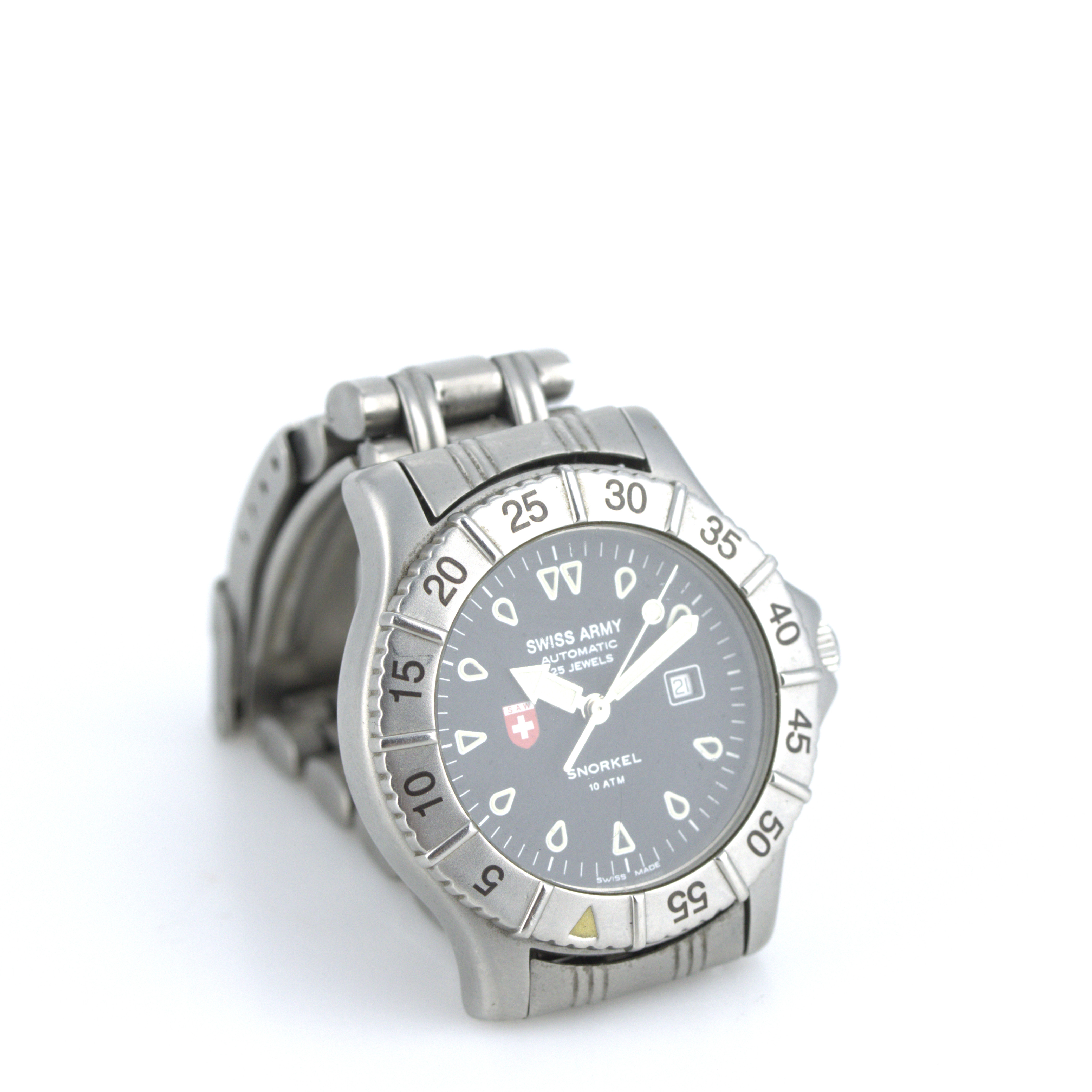 ARMBANDSUR, Swiss army, Snorkel, automatiskt uppdrag, stål, safirglas, S.A.W. Co. Schweiz.